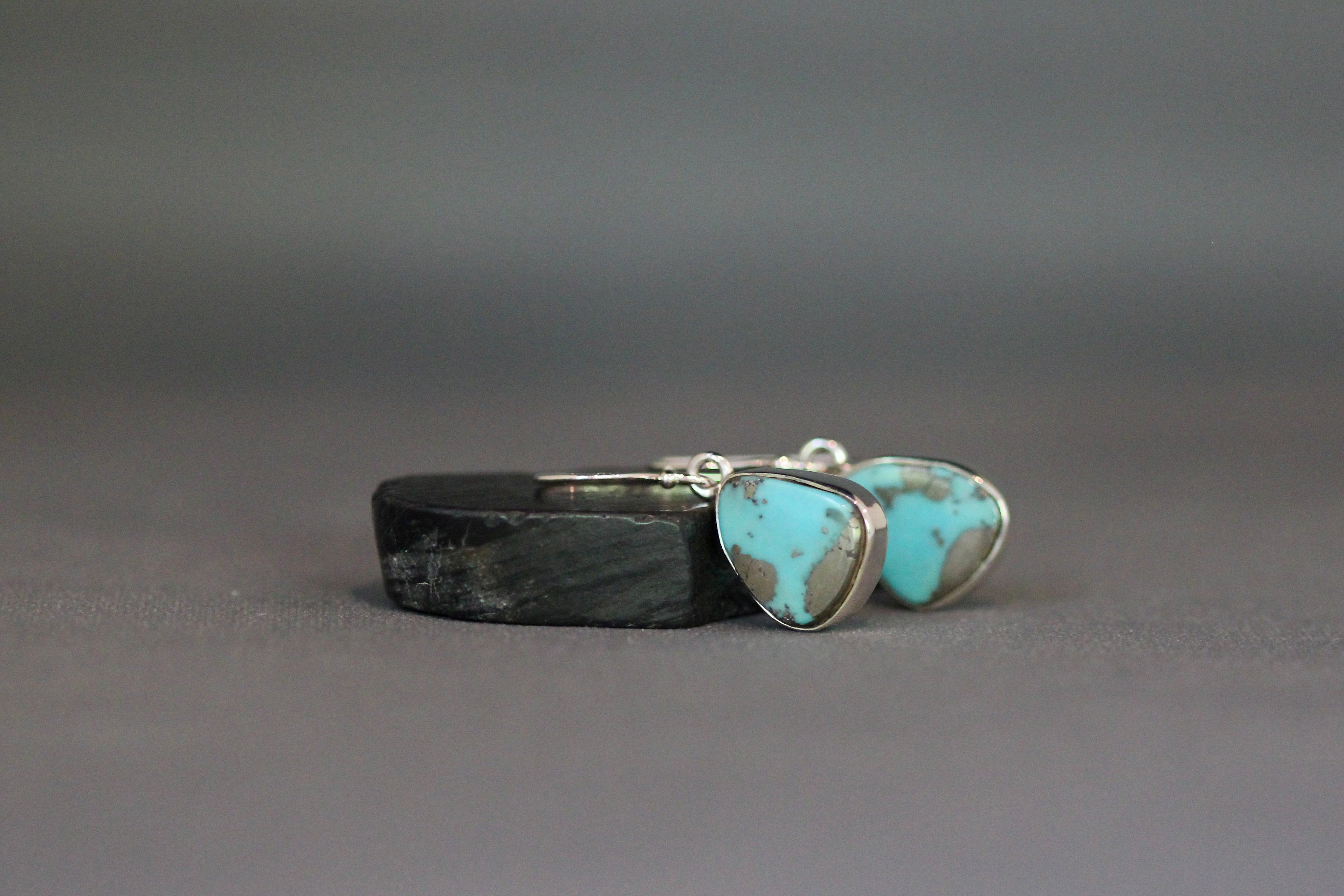 Blue Turquoise Cabochon Earrings