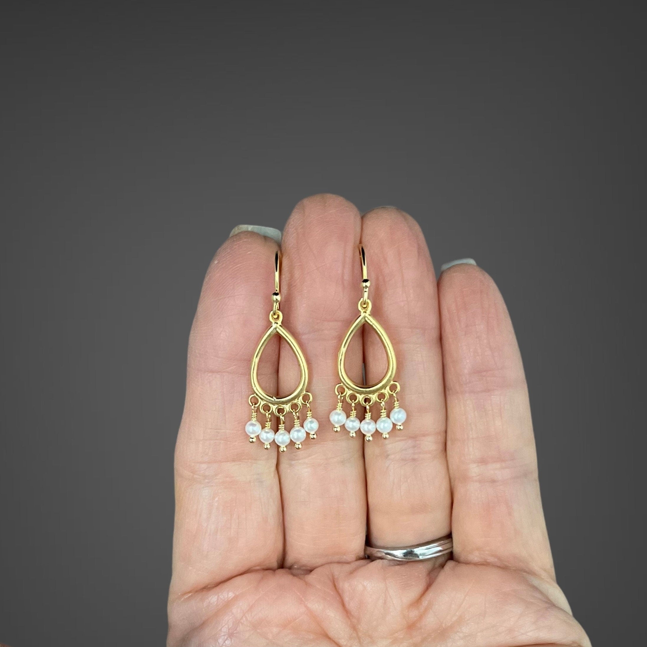 Freshwater Pearl Chandelier Earrings in Gold Vermeil