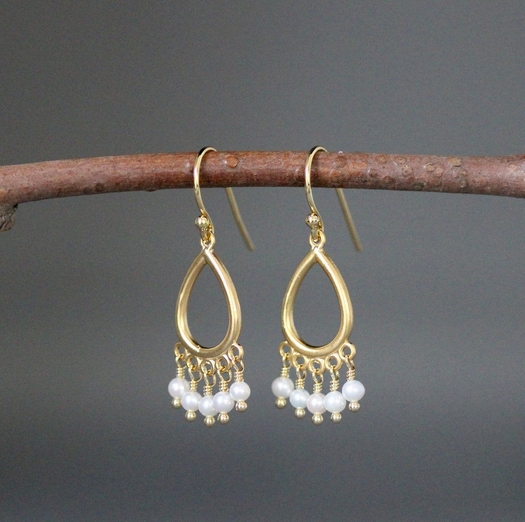 Freshwater Pearl Chandelier Earrings in Gold Vermeil