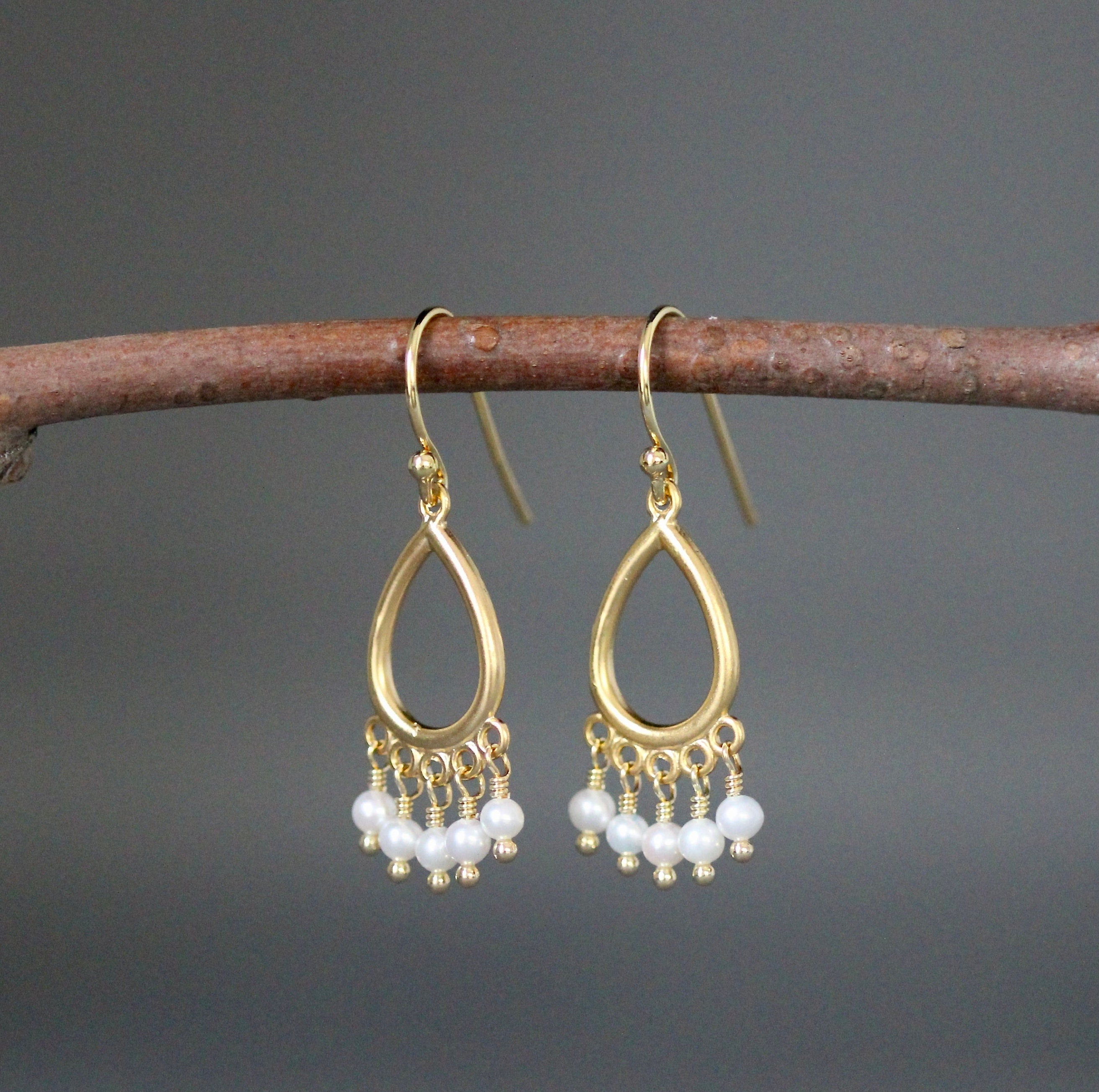 Freshwater Pearl Chandelier Earrings in Gold Vermeil