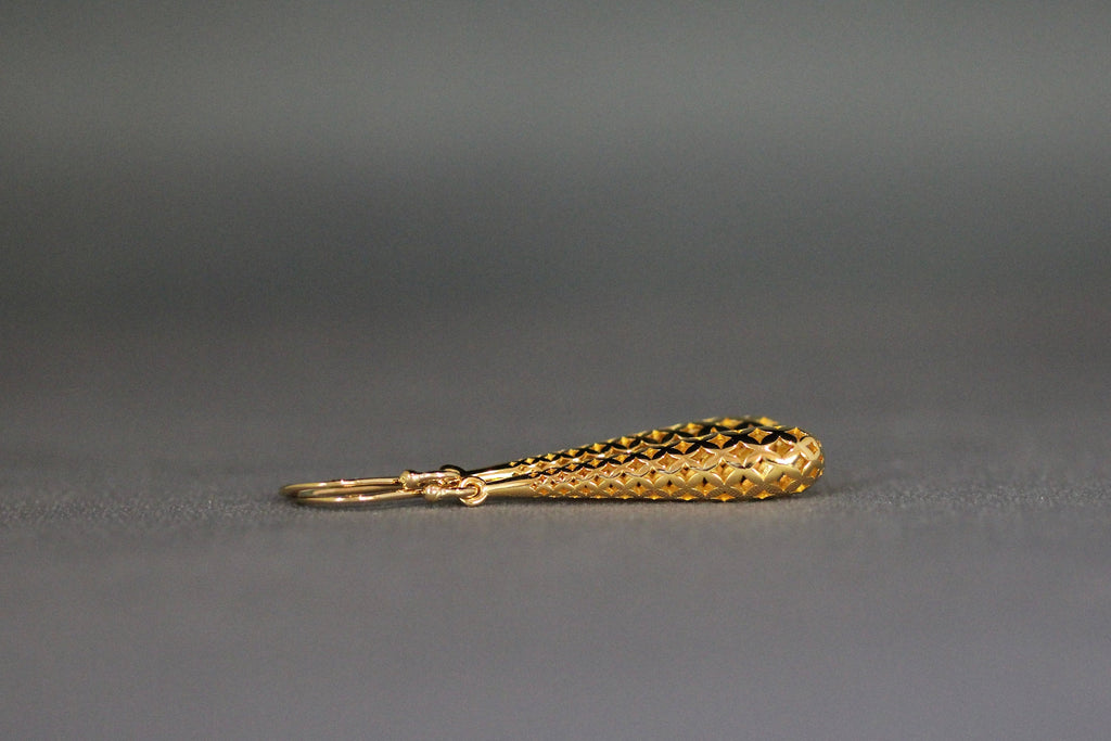 Long Shiny Gold Vermeil Filigree Teardrop Dangle Earrings