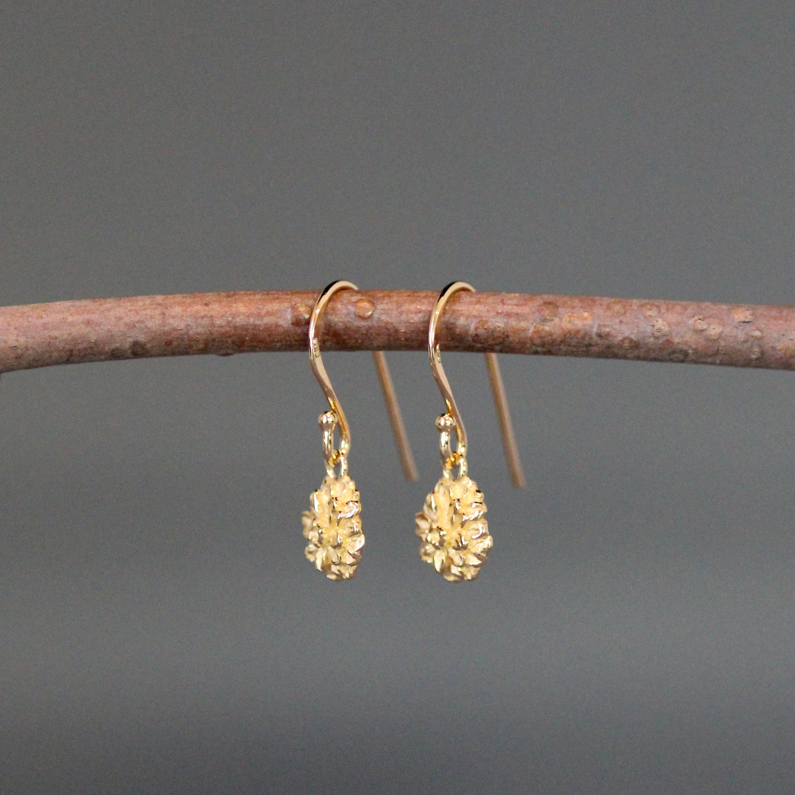 Gold Vermeil Three-Dimensional Flower Dangle Earrings