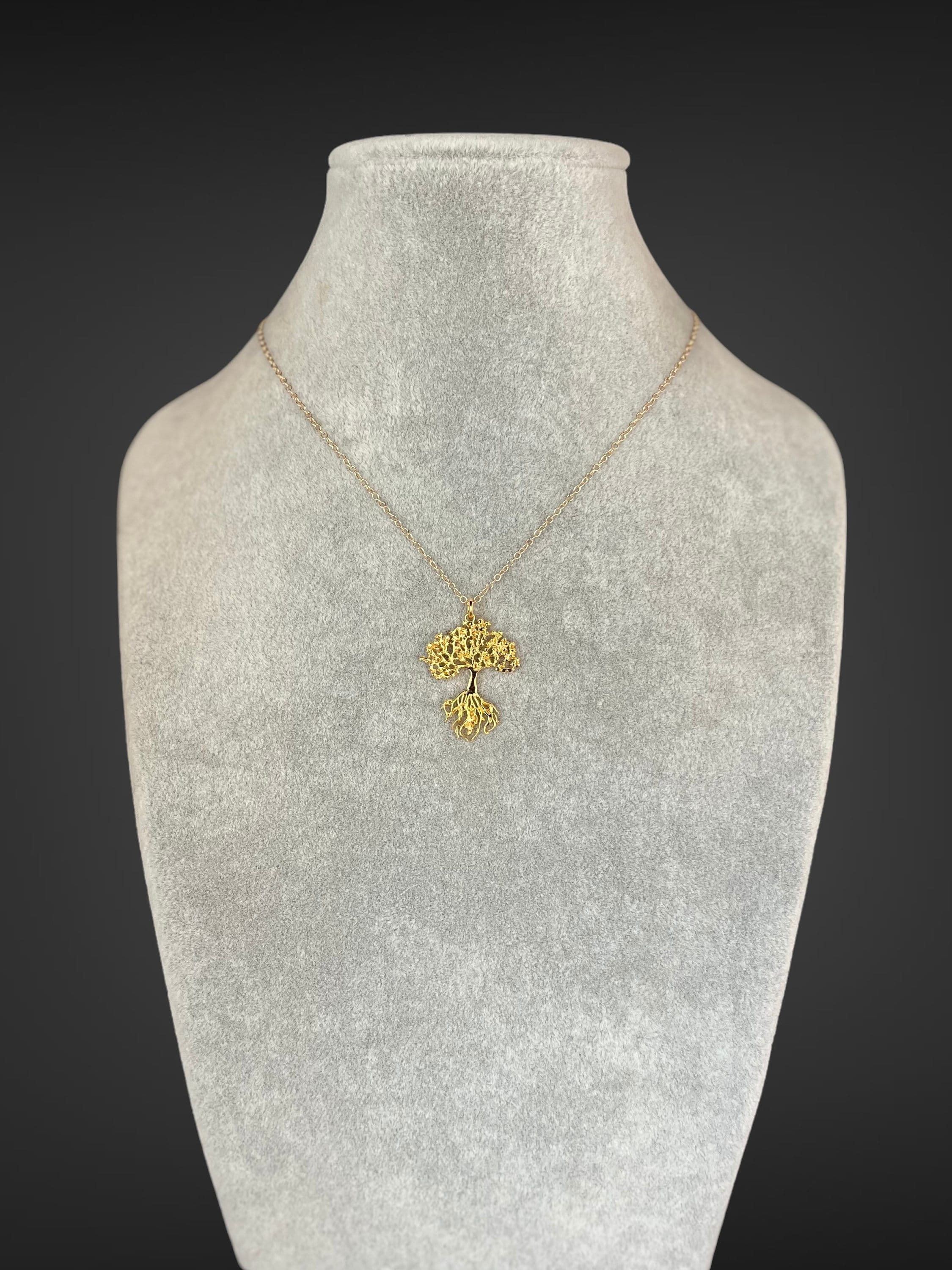 Gold Vermeil Tree of Life Pendant Necklace on Gold Filled Chain I