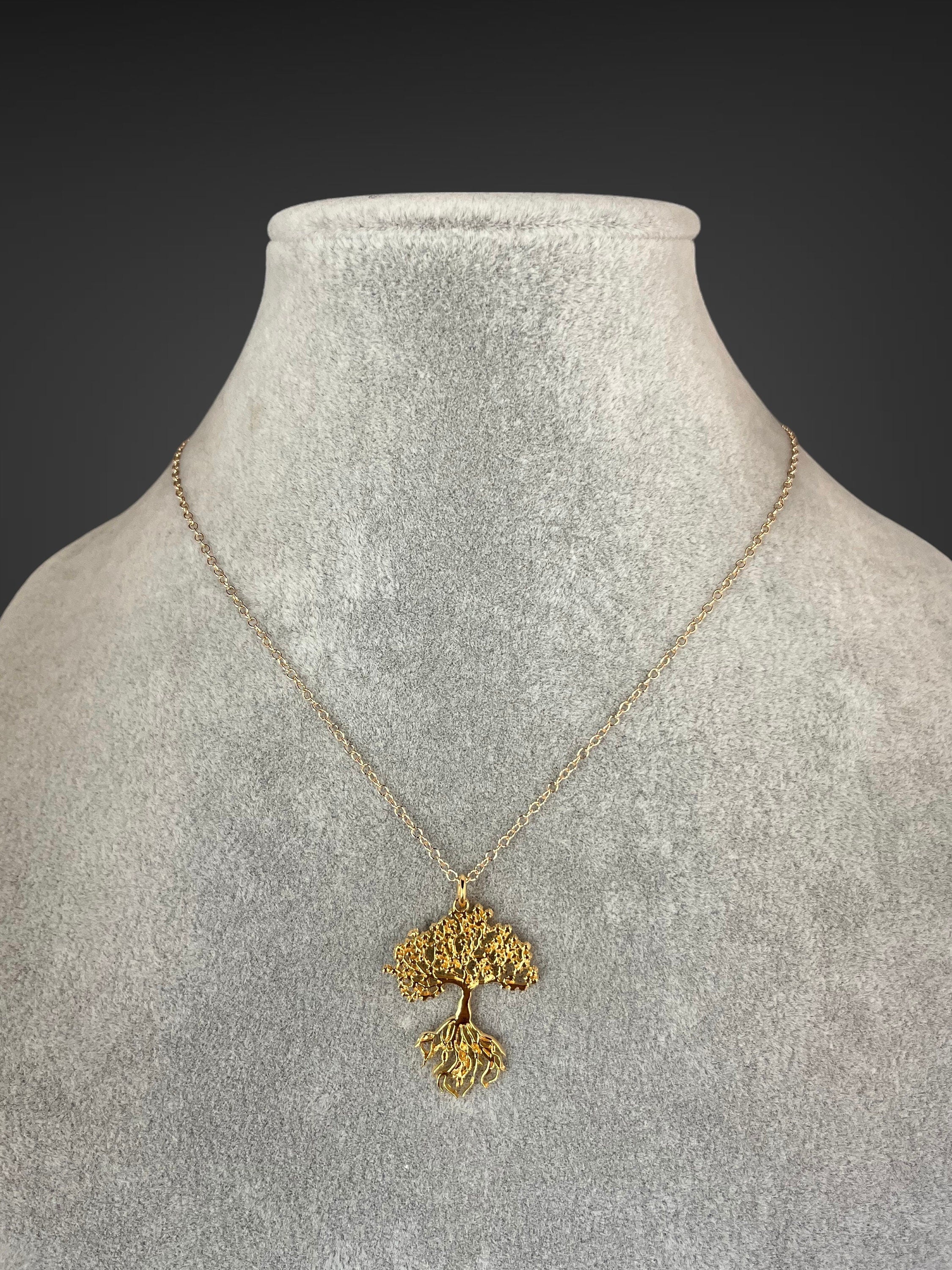 Gold Vermeil Tree of Life Pendant Necklace on Gold Filled Chain I