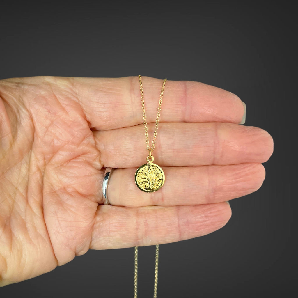 Gold Vermeil Tree of Life Coin Pendant Necklace