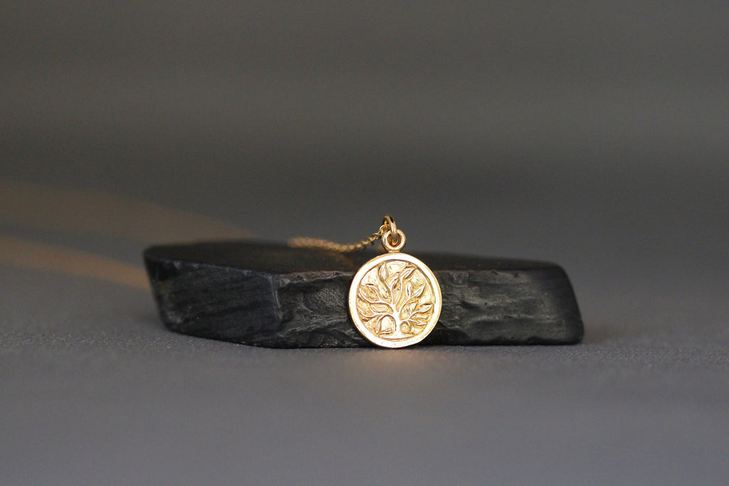 Gold Vermeil Tree of Life Coin Pendant Necklace