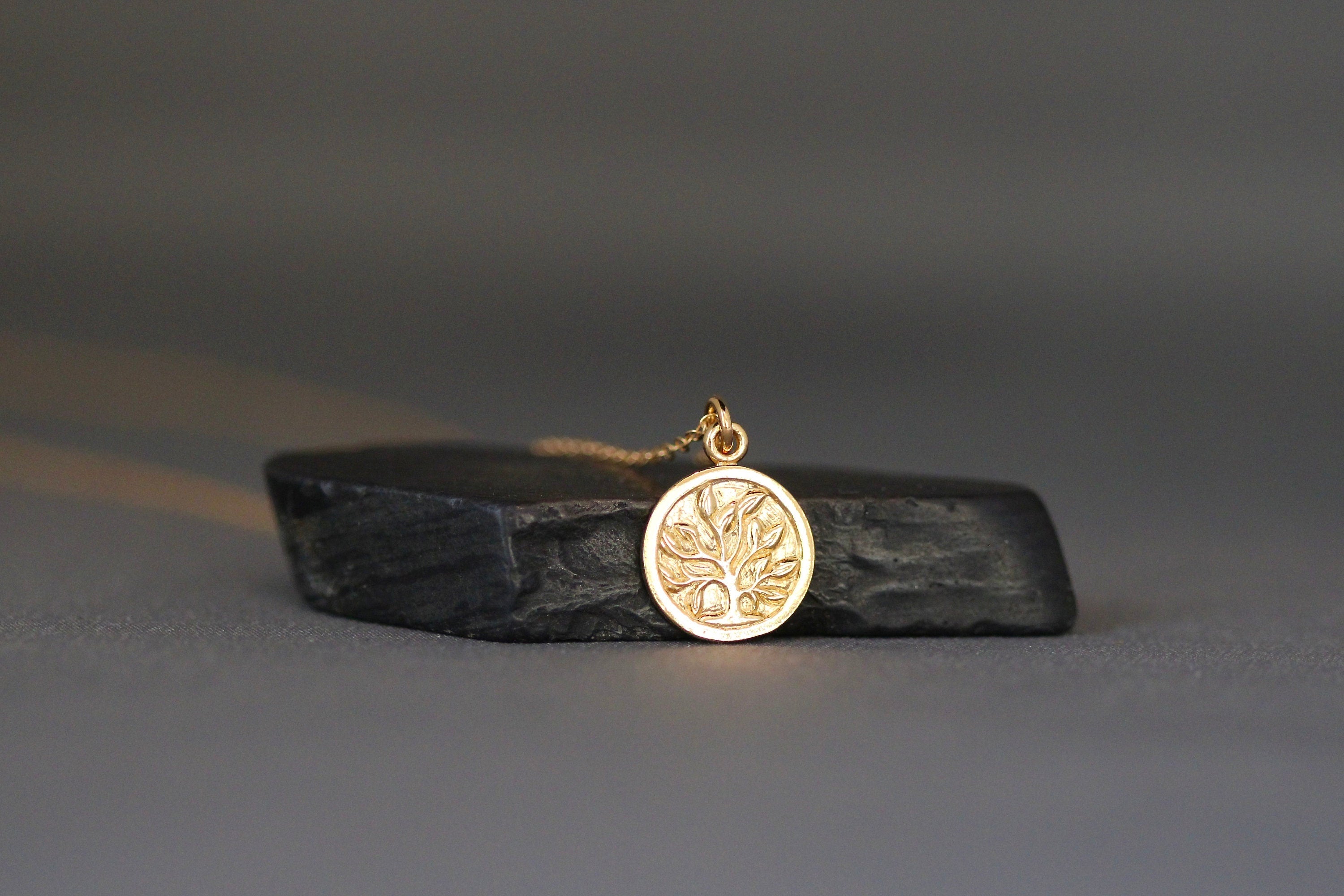 Gold Vermeil Tree of Life Coin Pendant Necklace