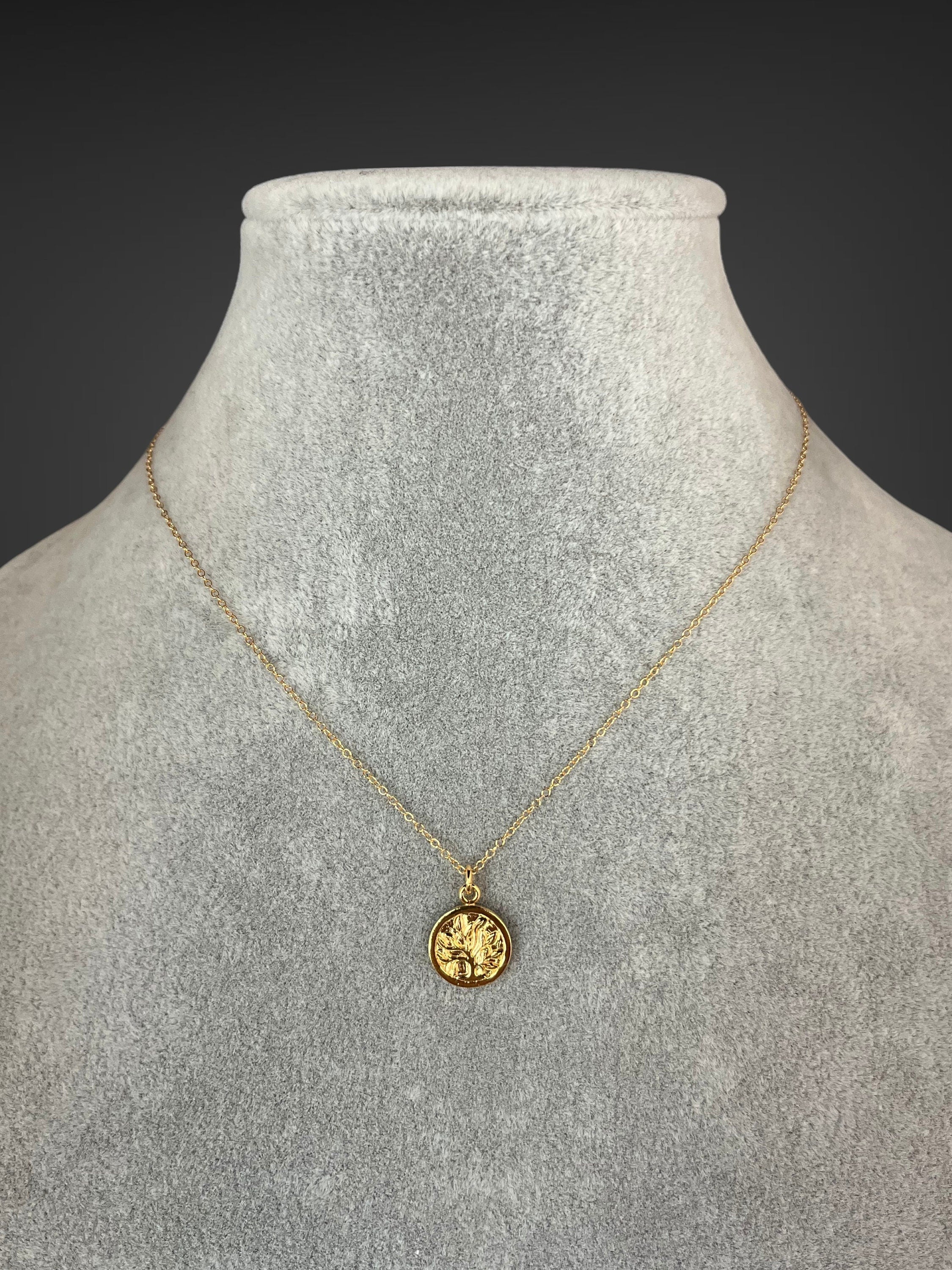 Gold Vermeil Tree of Life Coin Pendant Necklace