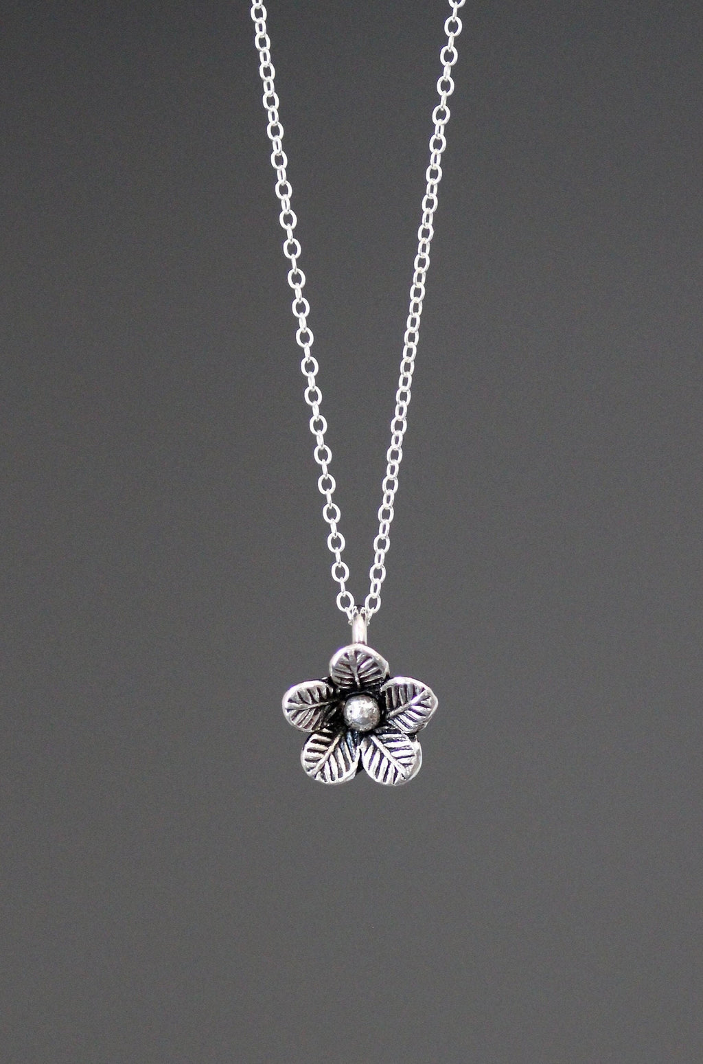 Bali Sterling Silver 3D Flower Charm Necklace