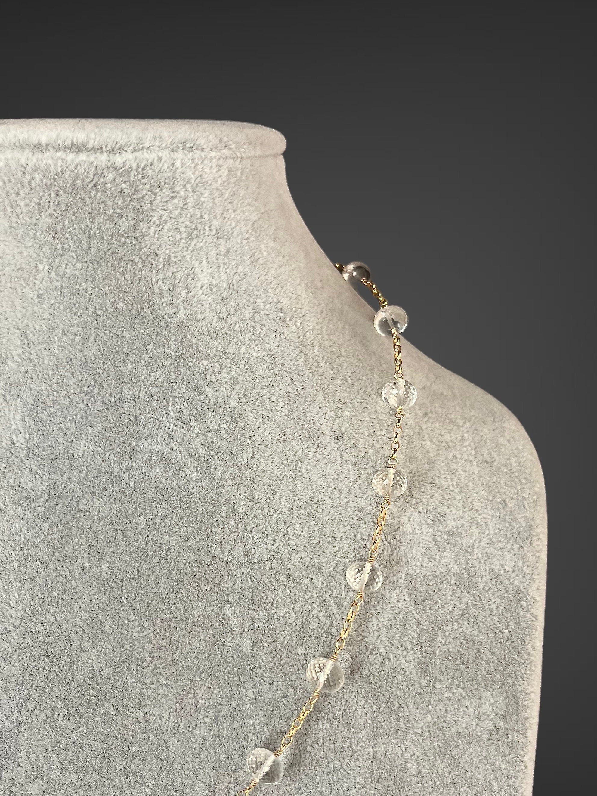 Quartz Crystal Station Necklace on a Gold Filled Chain