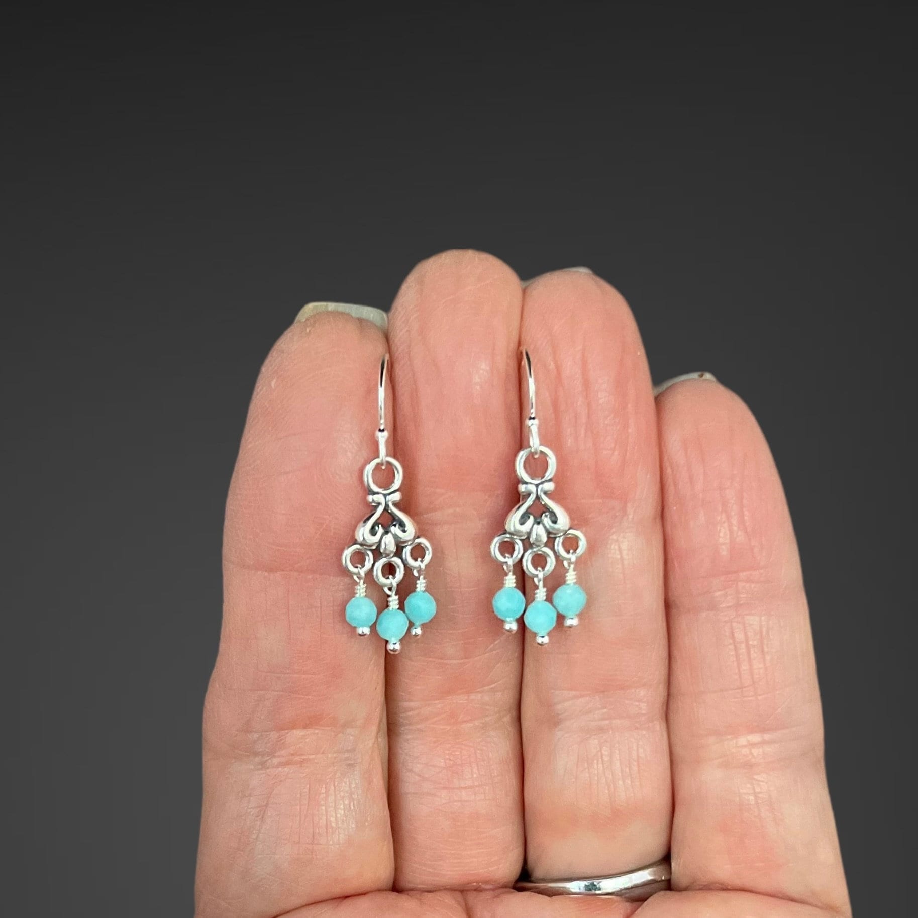 Amazonite Chandelier Earrings in Sterling Silver