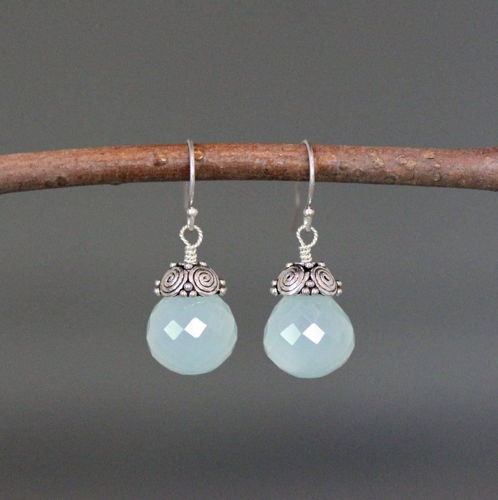 Aqua Chalcedony Dangle Earrings