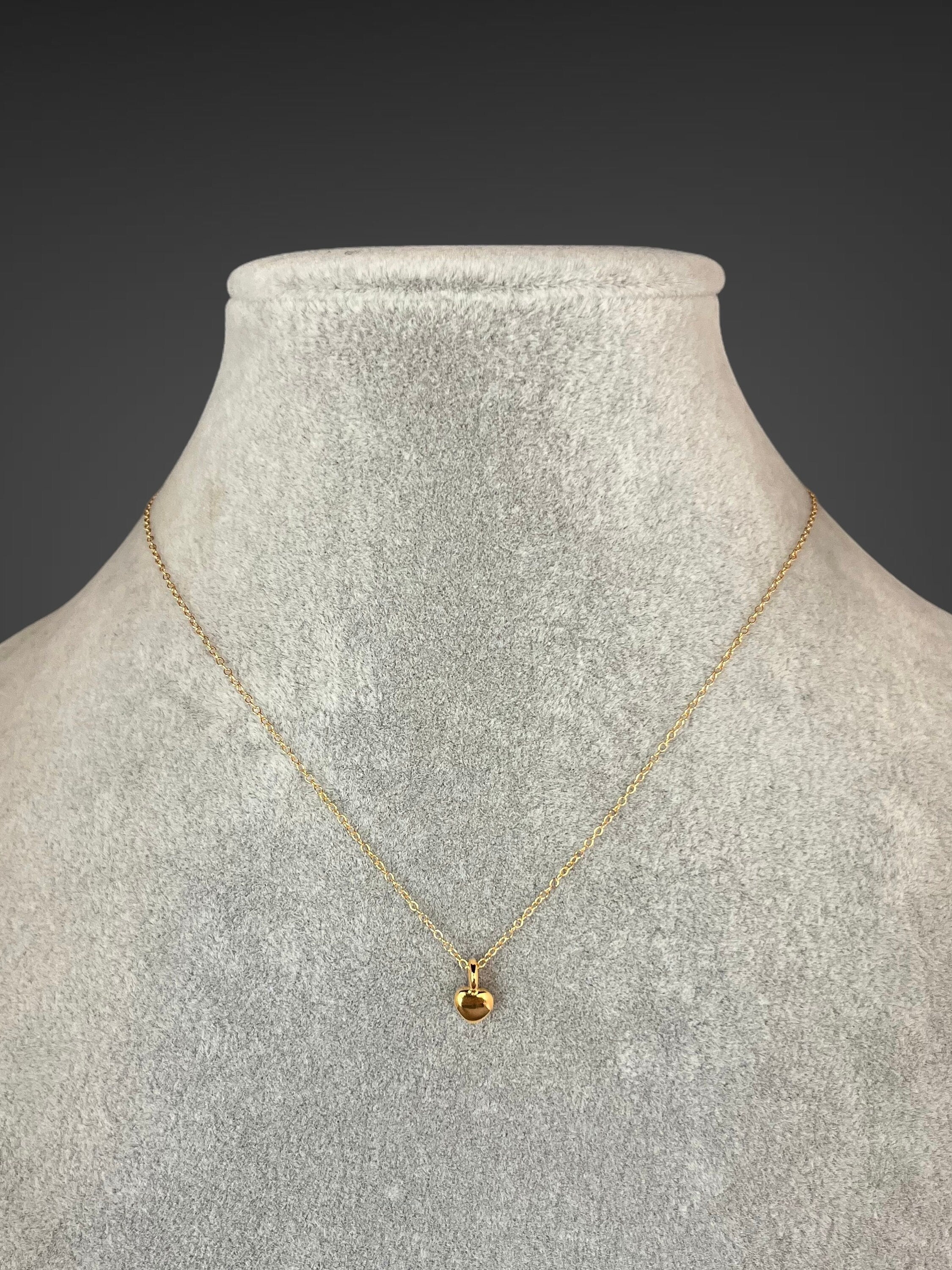 Gold Vermeil Heart Pendant Necklace on a Gold Filled Chain