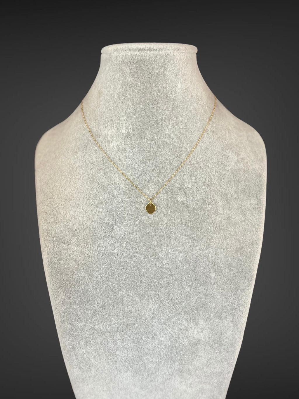 Gold Vermeil Heart Tag Pendant Necklace on Gold Filled Chain