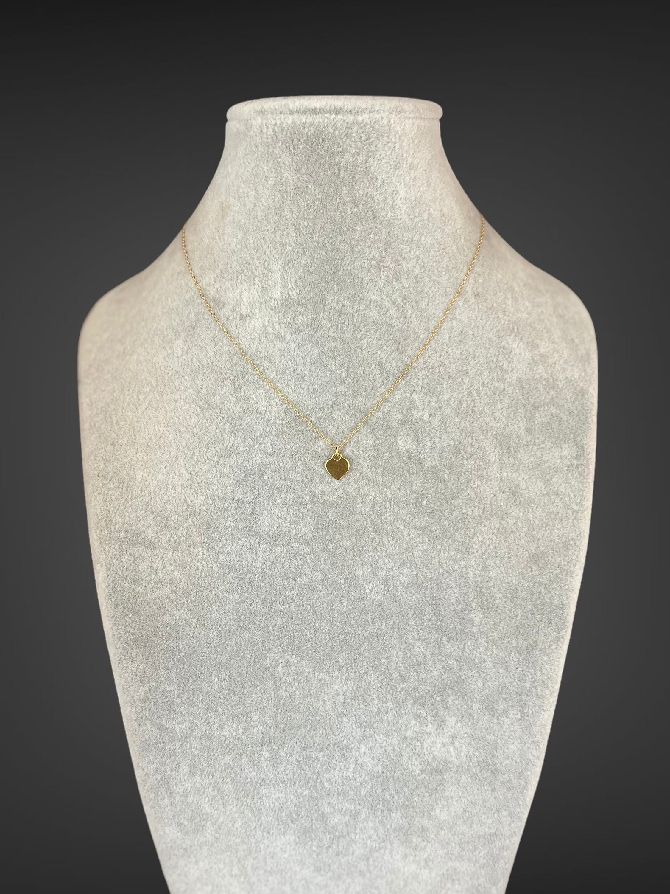 Gold Vermeil Heart Tag Pendant Necklace on Gold Filled Chain