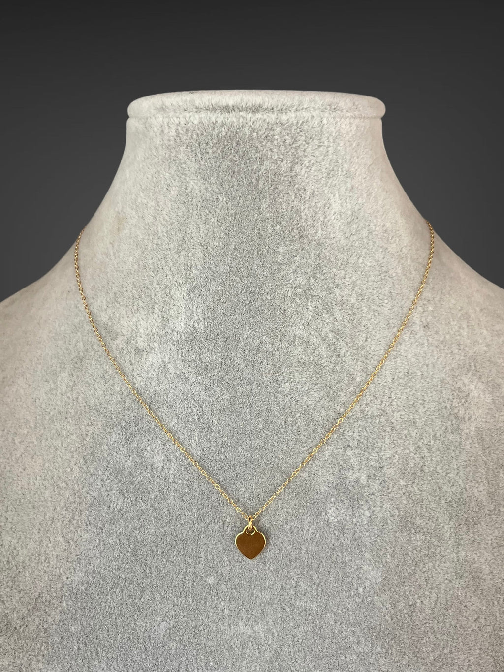 Gold Vermeil Heart Tag Pendant Necklace on Gold Filled Chain