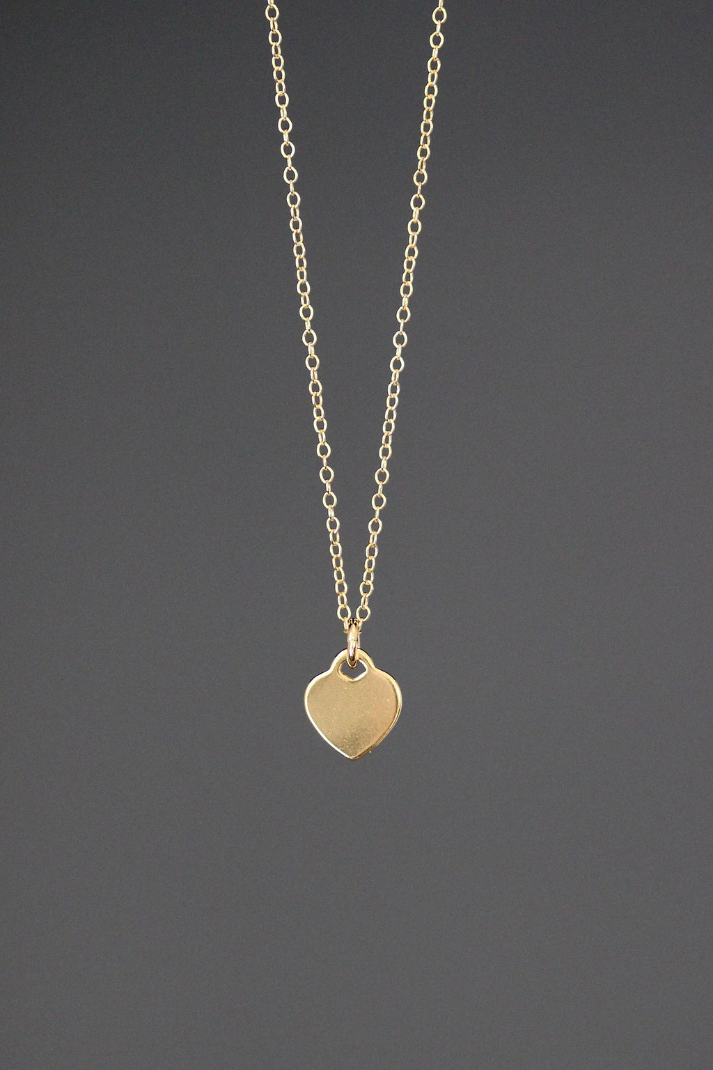 Gold Vermeil Heart Tag Pendant Necklace on Gold Filled Chain