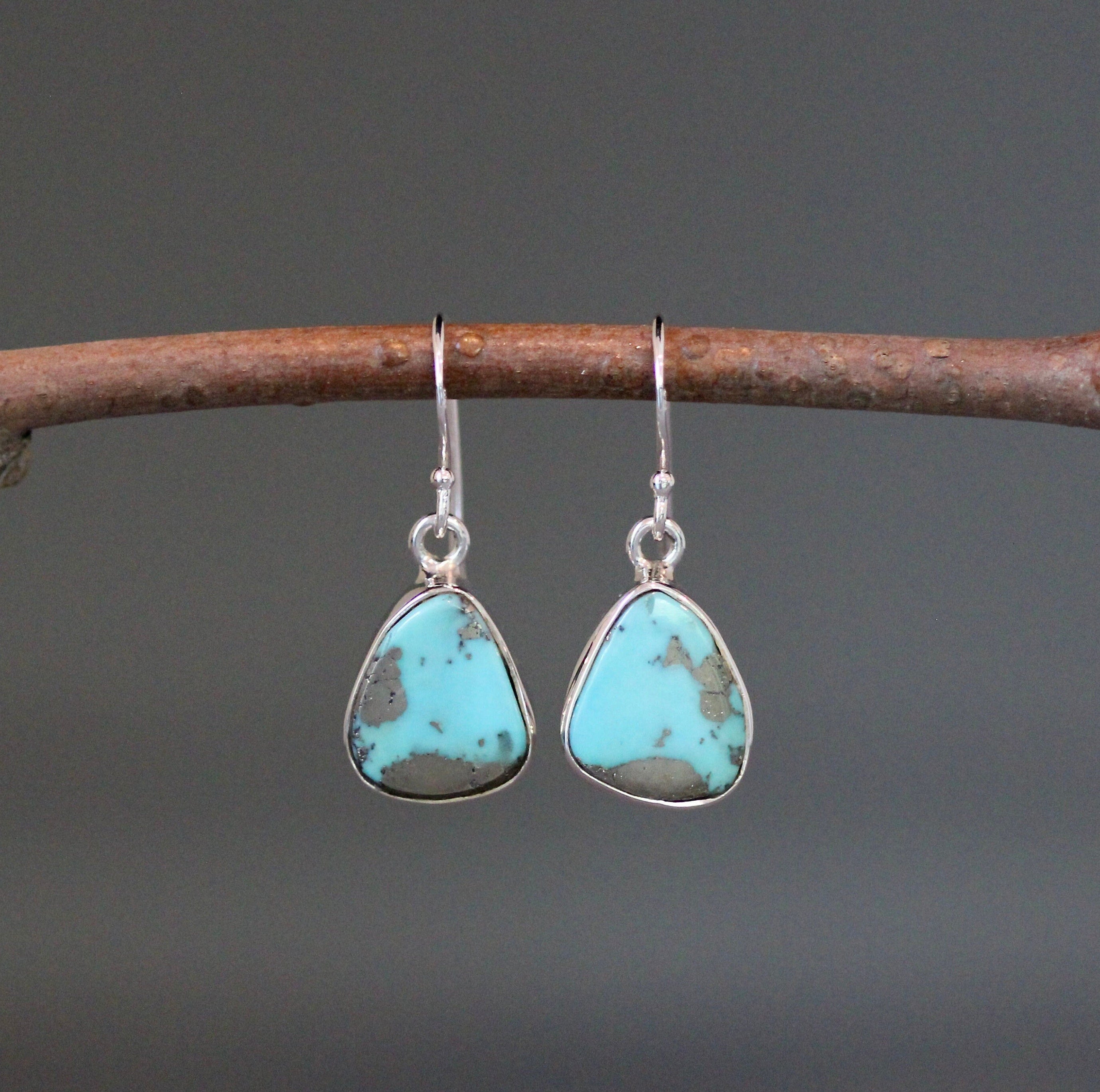 Blue Turquoise Cabochon Earrings