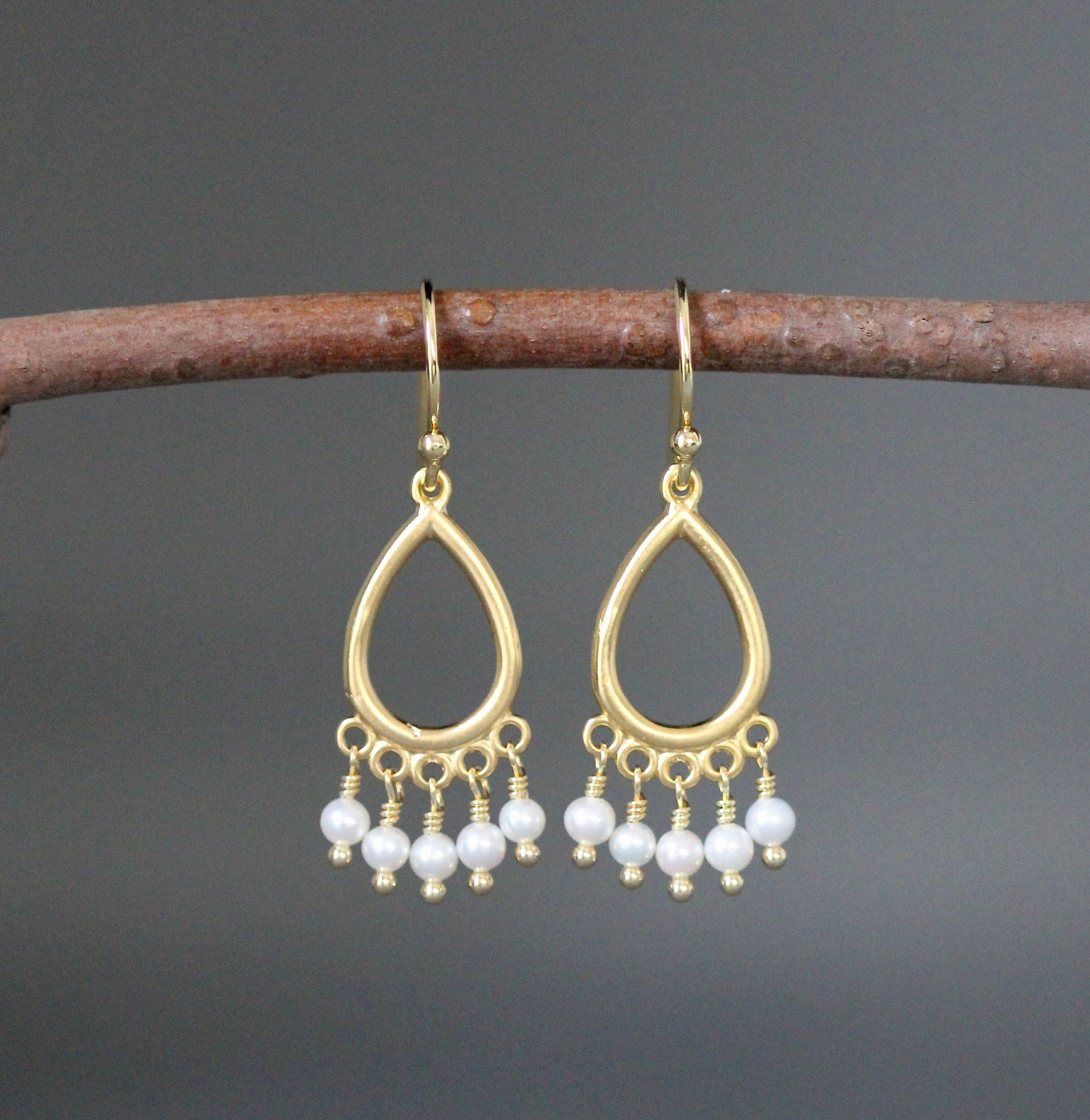 Freshwater Pearl Chandelier Earrings in Gold Vermeil
