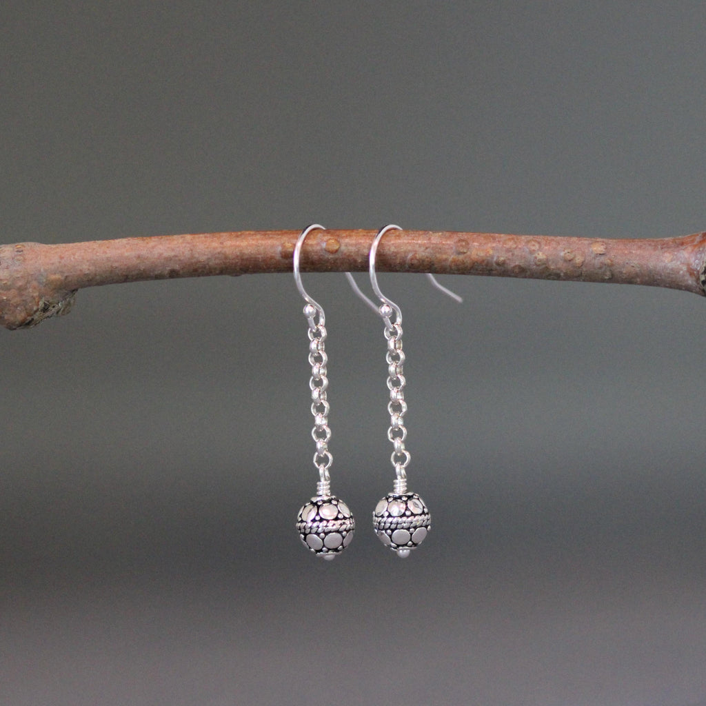 Wire Wrapped Round Bali Silver Bead Necklace Set