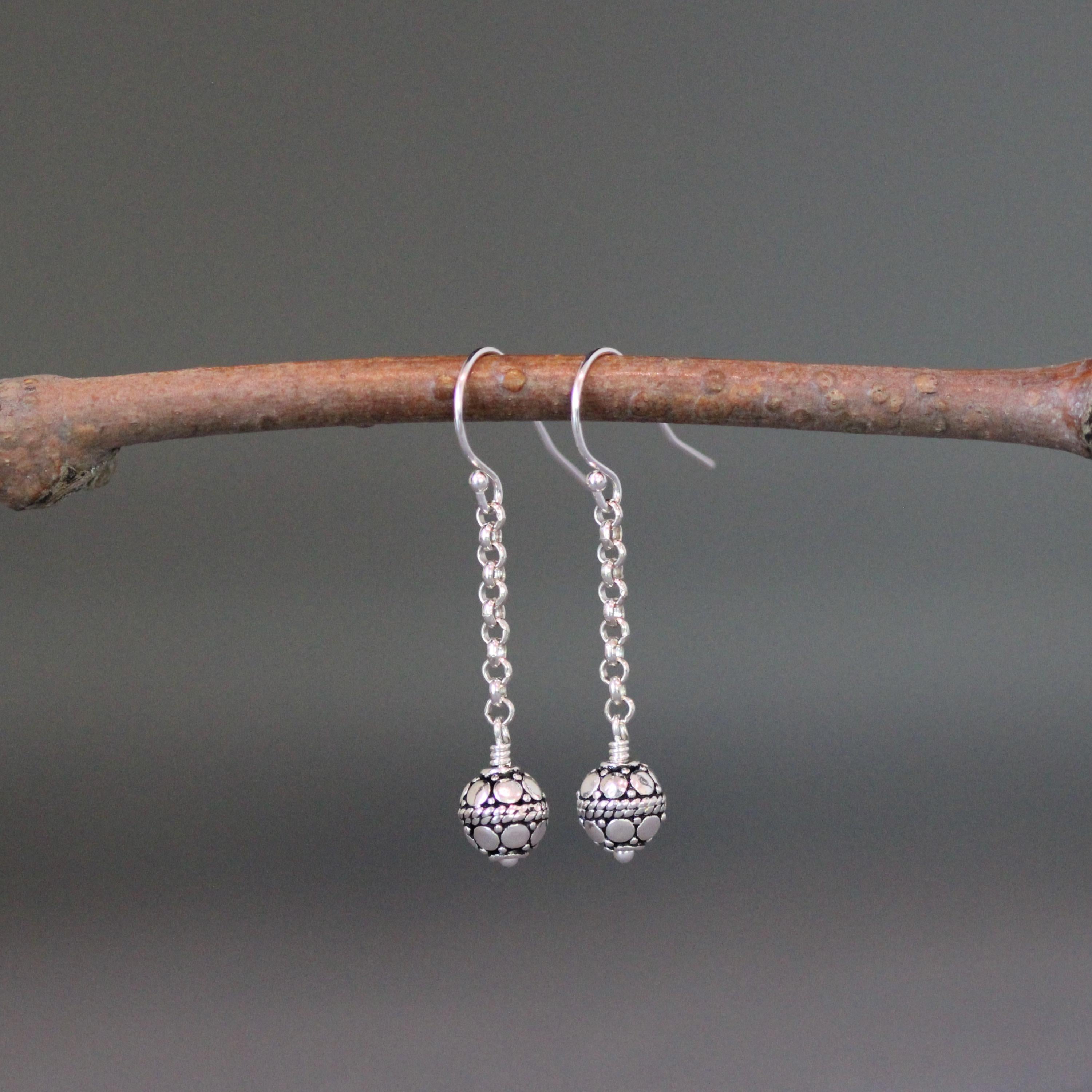 Wire Wrapped Round Bali Silver Bead Necklace Set