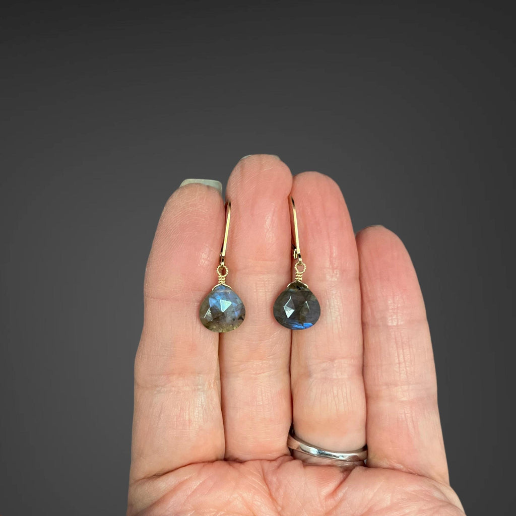 Labradorite Teardrop Earrings on Gold Filled Leverbacks