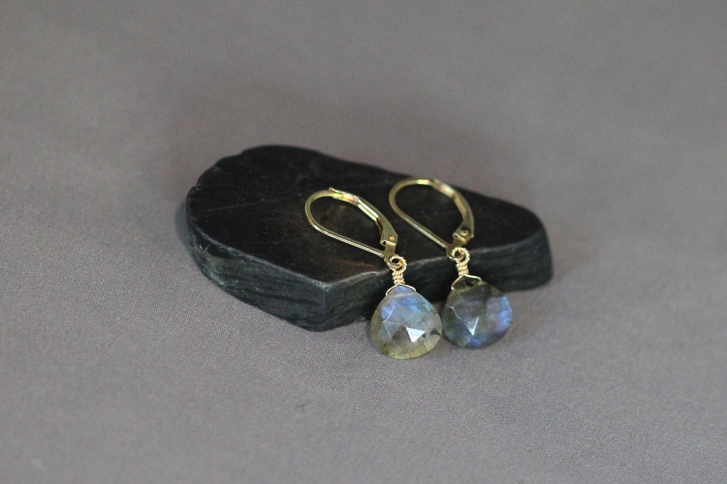 Labradorite Teardrop Earrings on Gold Filled Leverbacks