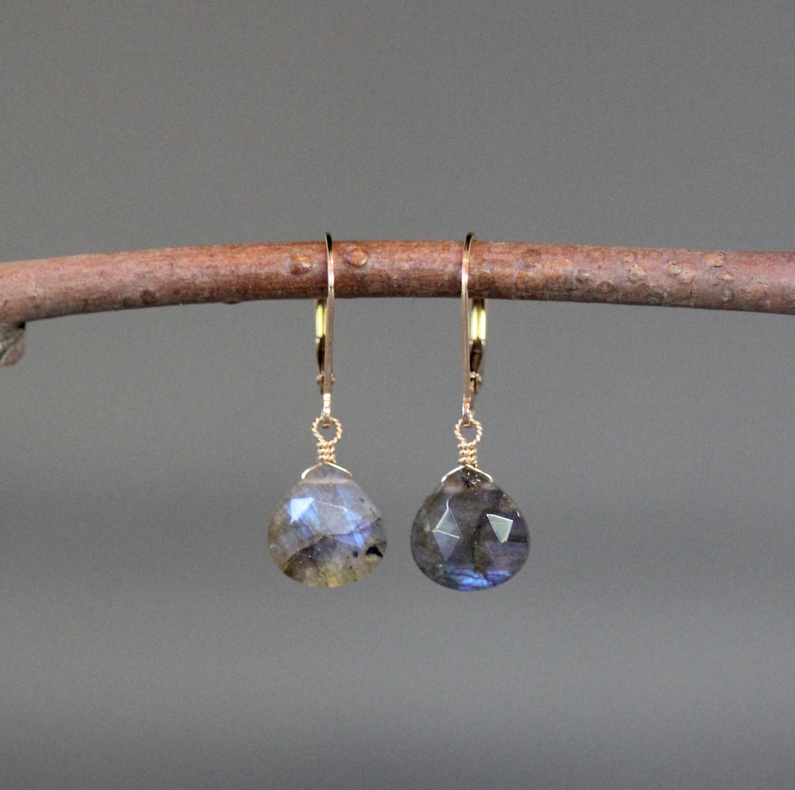 Labradorite Teardrop Earrings on Gold Filled Leverbacks