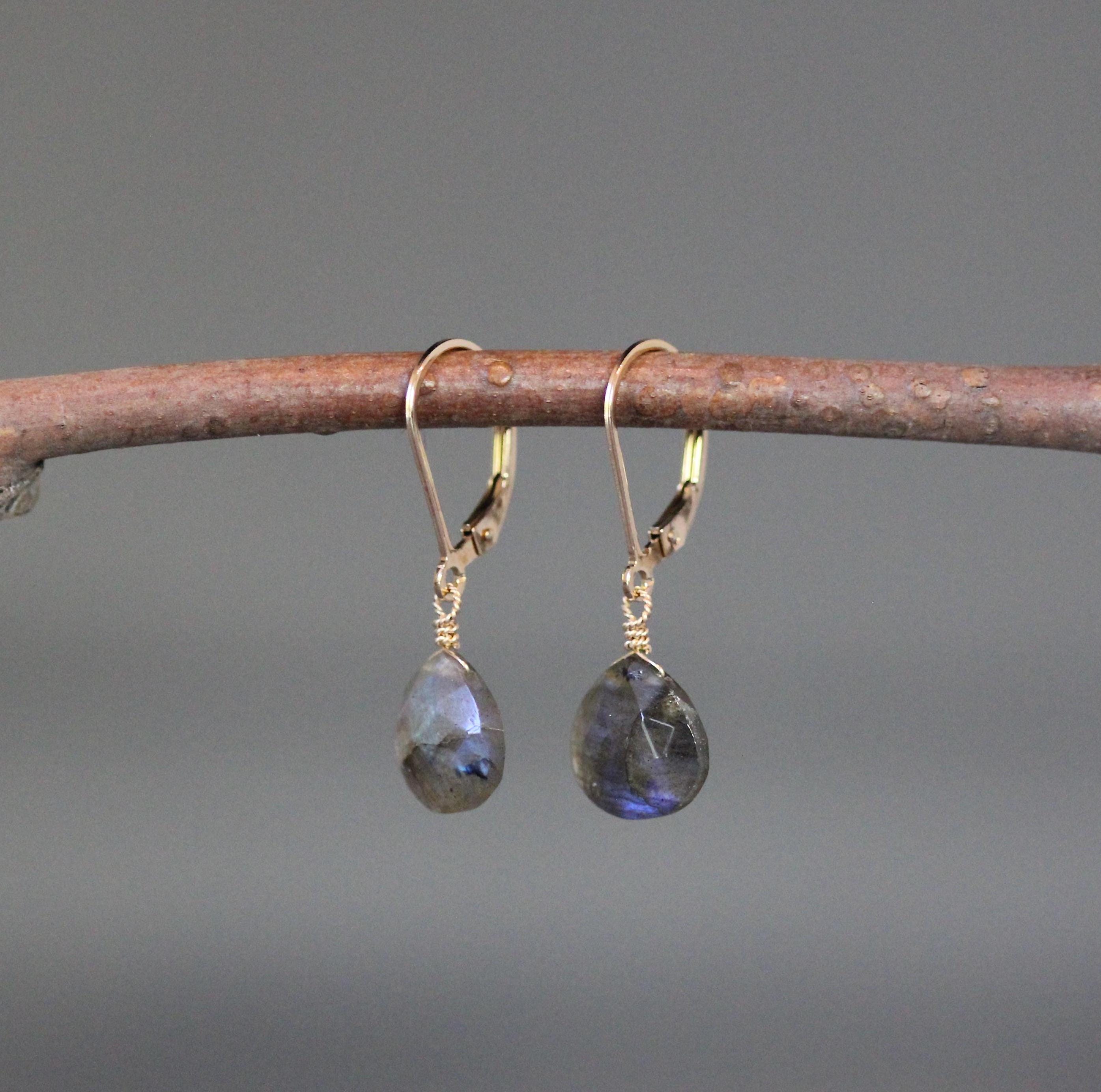 Labradorite Teardrop Earrings on Gold Filled Leverbacks
