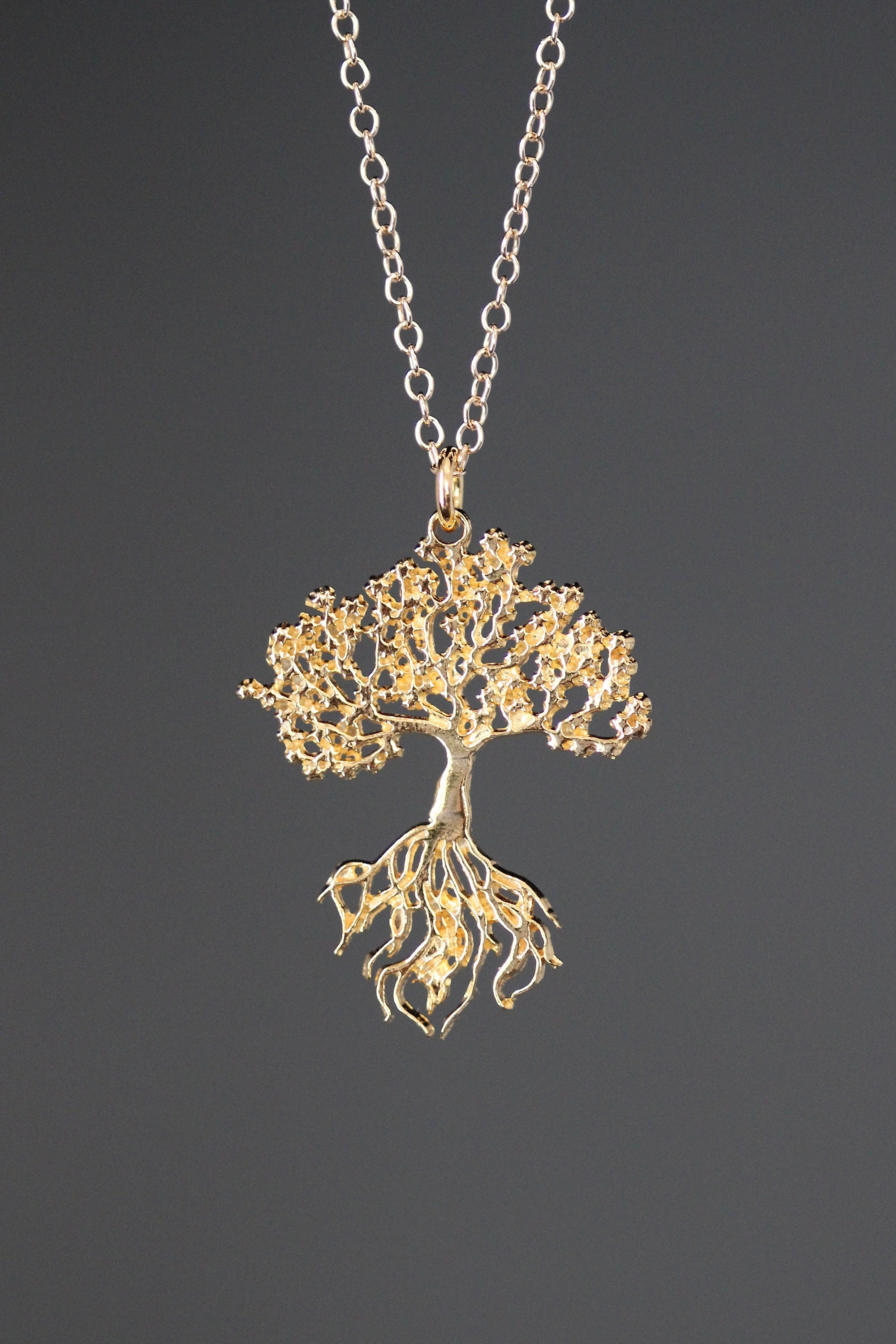 Gold Vermeil Tree of Life Pendant Necklace on Gold Filled Chain I