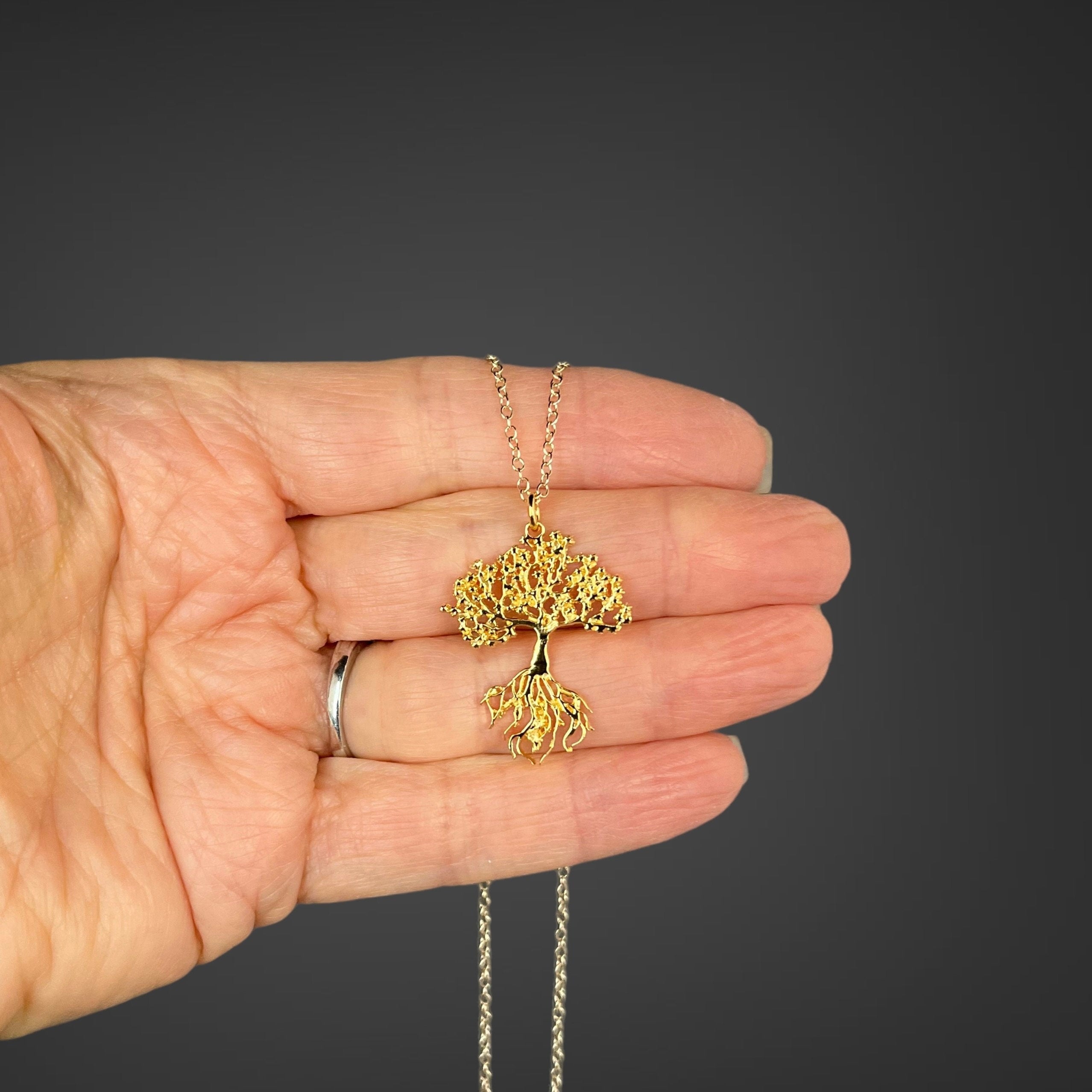 Gold Vermeil Tree of Life Pendant Necklace on Gold Filled Chain I