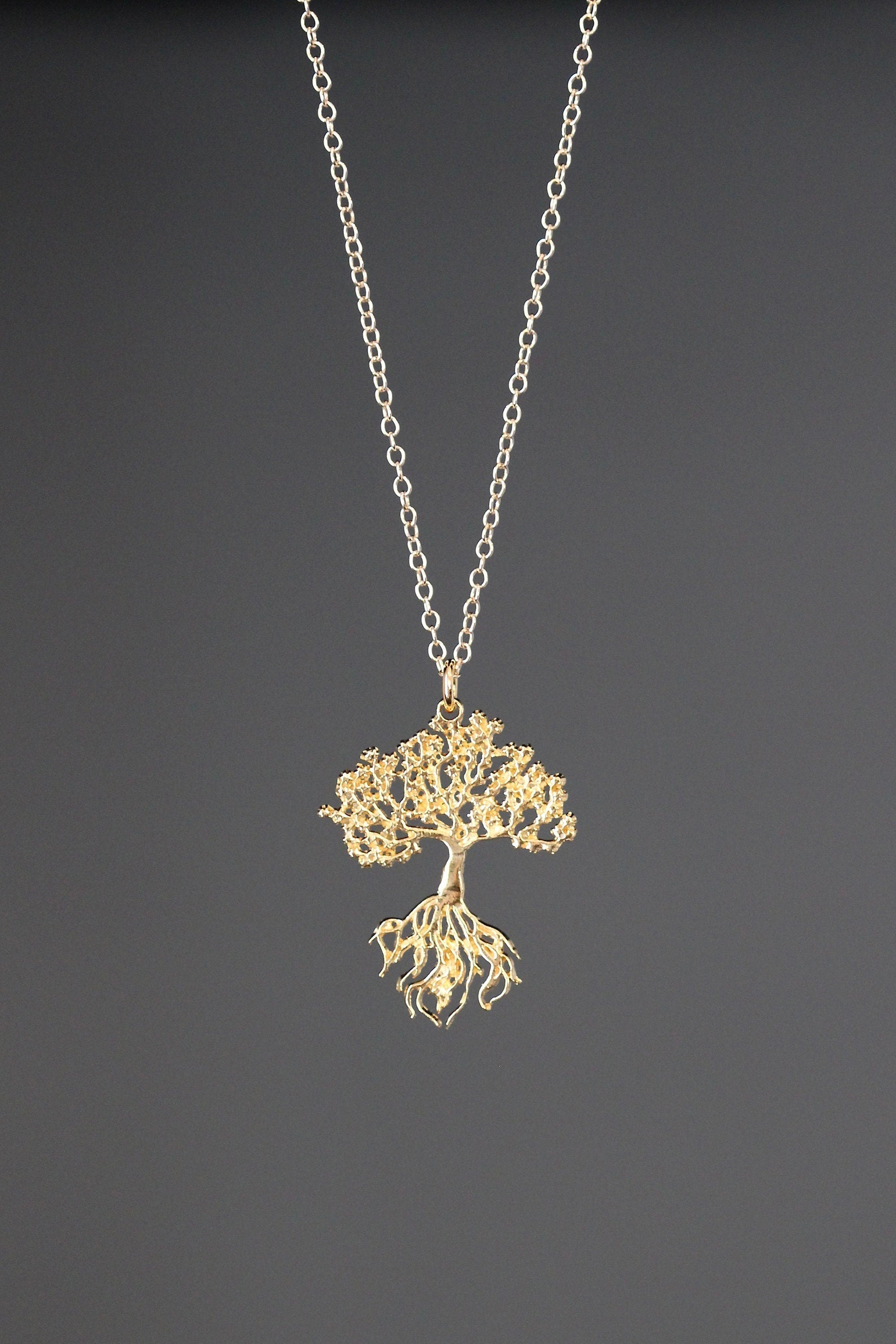 Gold Vermeil Tree of Life Pendant Necklace on Gold Filled Chain I