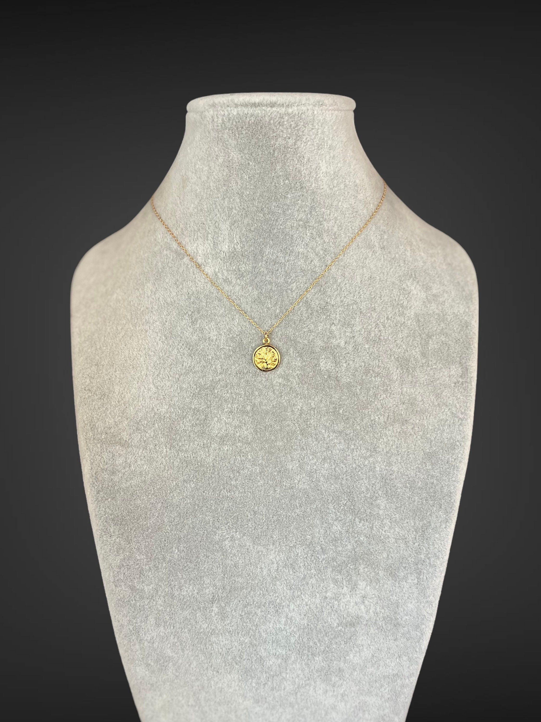 Gold Vermeil Tree of Life Coin Pendant Necklace