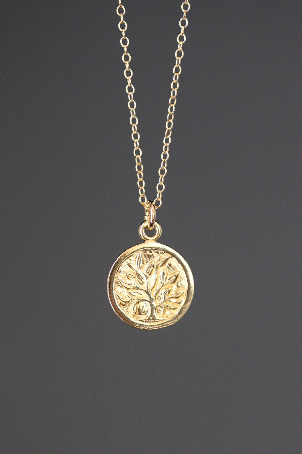 Gold Vermeil Tree of Life Coin Pendant Necklace