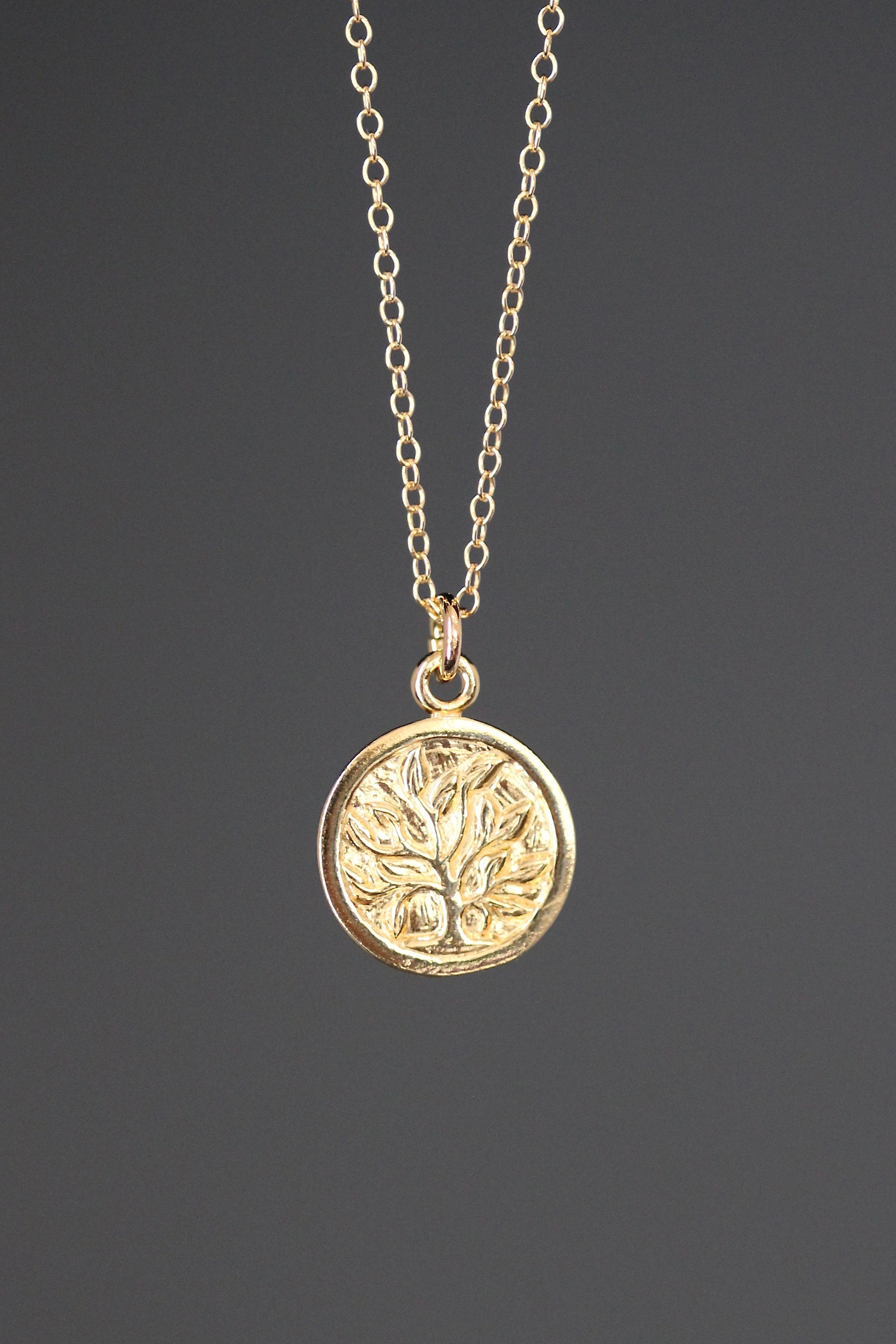 Gold Vermeil Tree of Life Coin Pendant Necklace