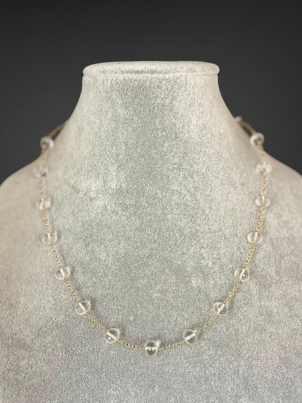 Quartz Crystal Station Necklace on a Gold Filled Chain