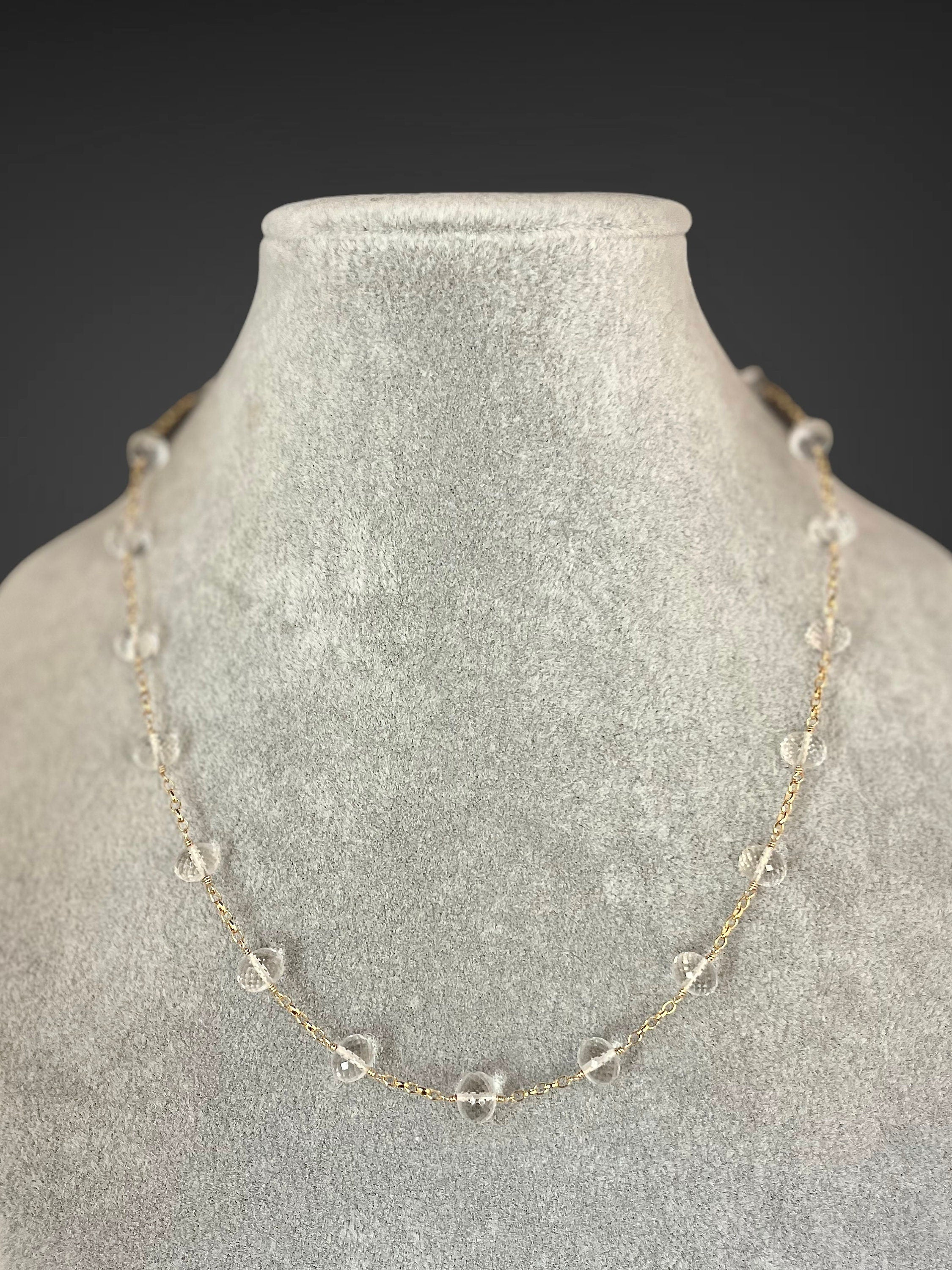Quartz Crystal Station Necklace on a Gold Filled Chain