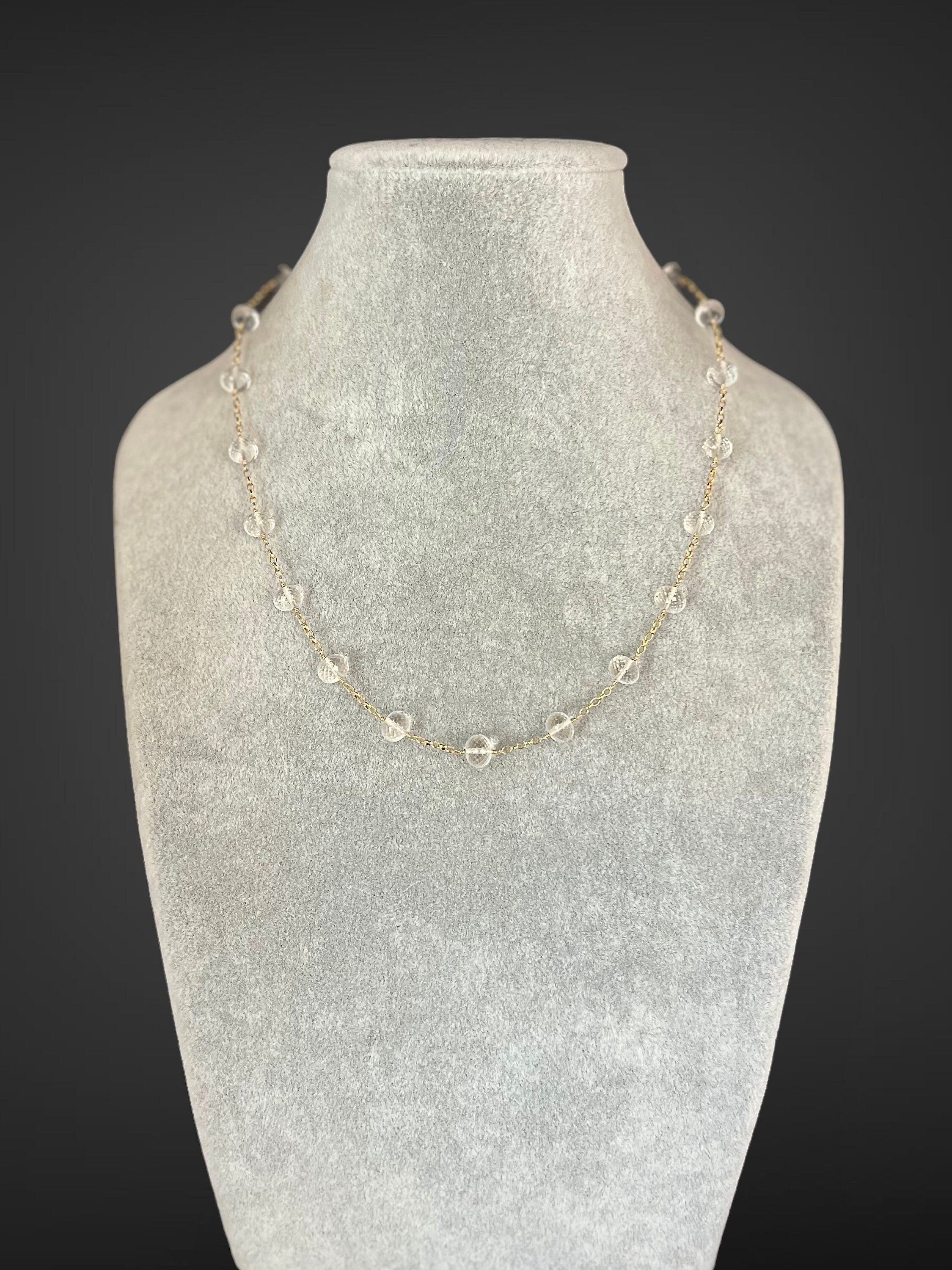 Quartz Crystal Station Necklace on a Gold Filled Chain
