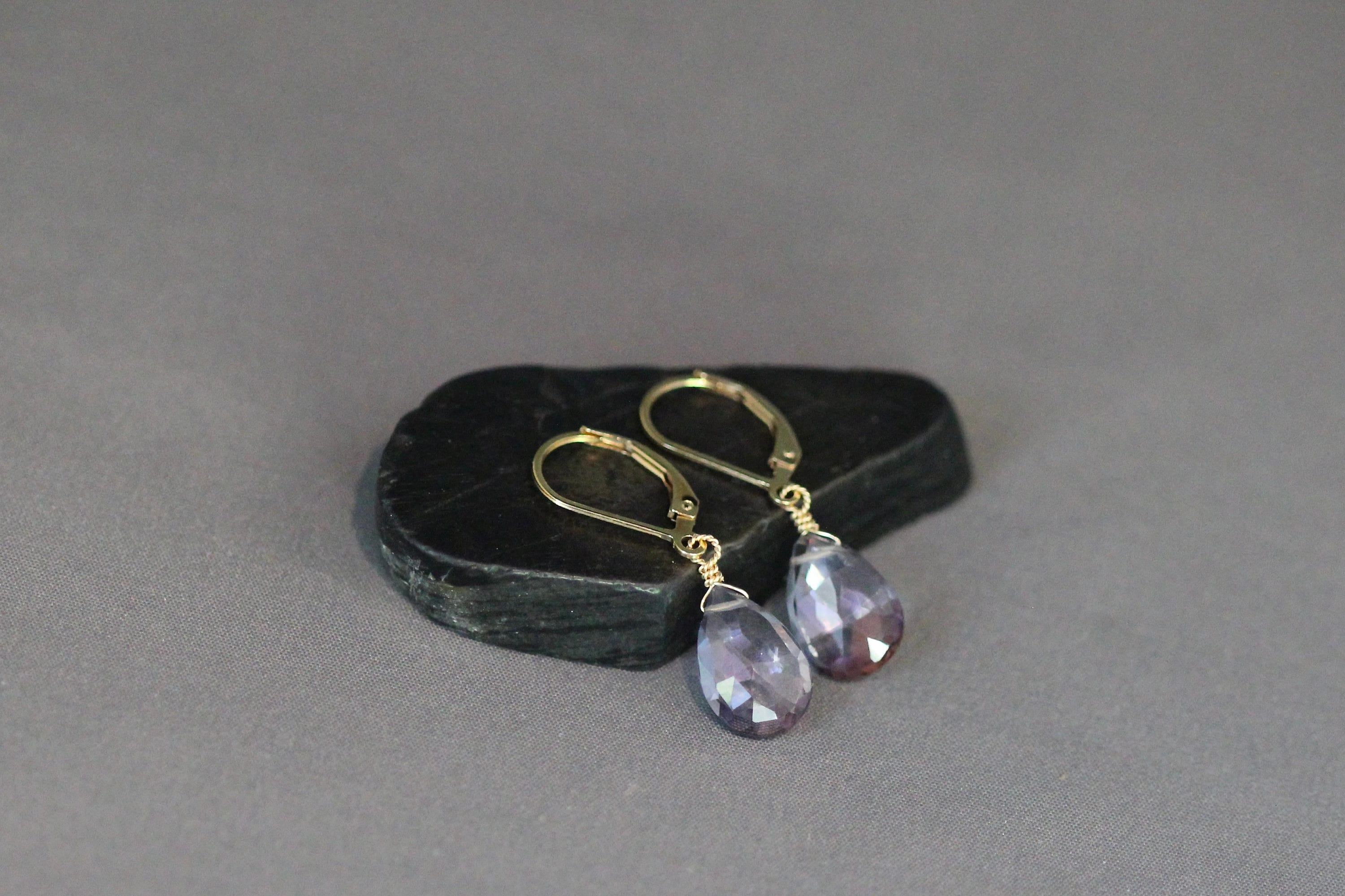 Rainbow Mystic Quartz Teardrop Earrings with Gold Filled Leverback Earwires