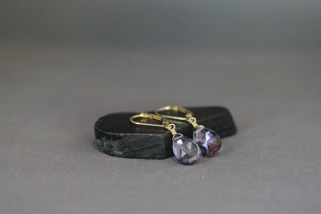 Rainbow Mystic Quartz Teardrop Earrings with Gold Filled Leverback Earwires