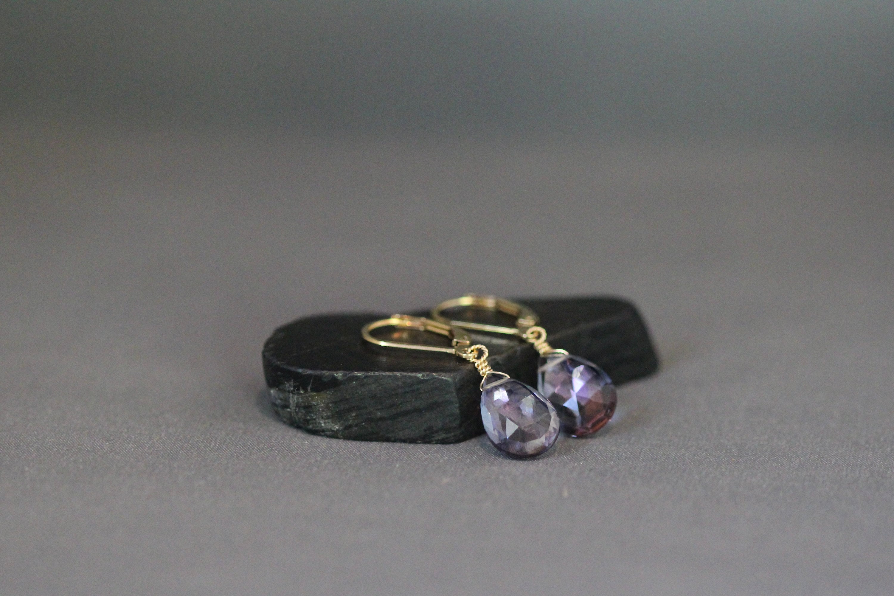 Rainbow Mystic Quartz Teardrop Earrings with Gold Filled Leverback Earwires