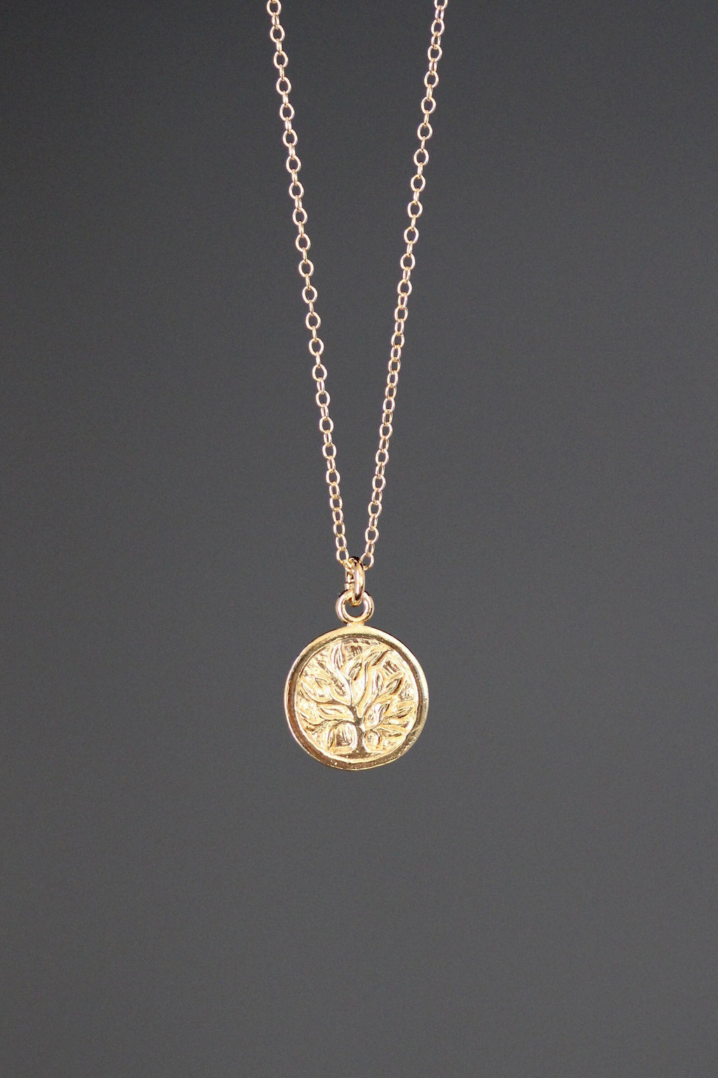 Gold Vermeil Tree of Life Coin Pendant Necklace