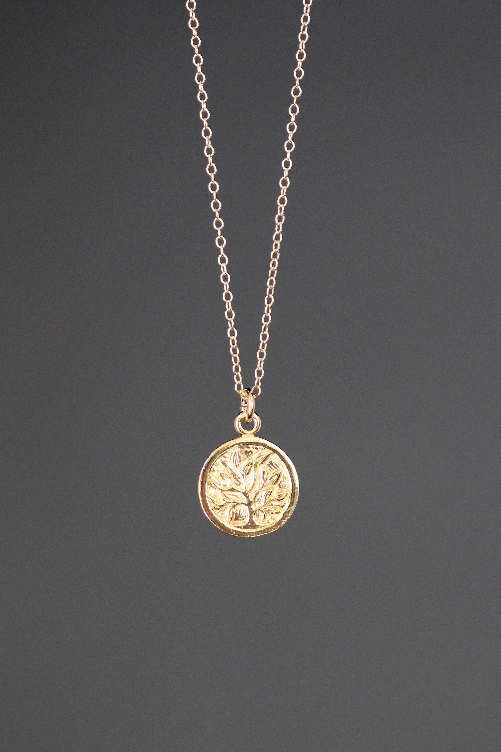 Gold Vermeil Tree of Life Coin Pendant Necklace