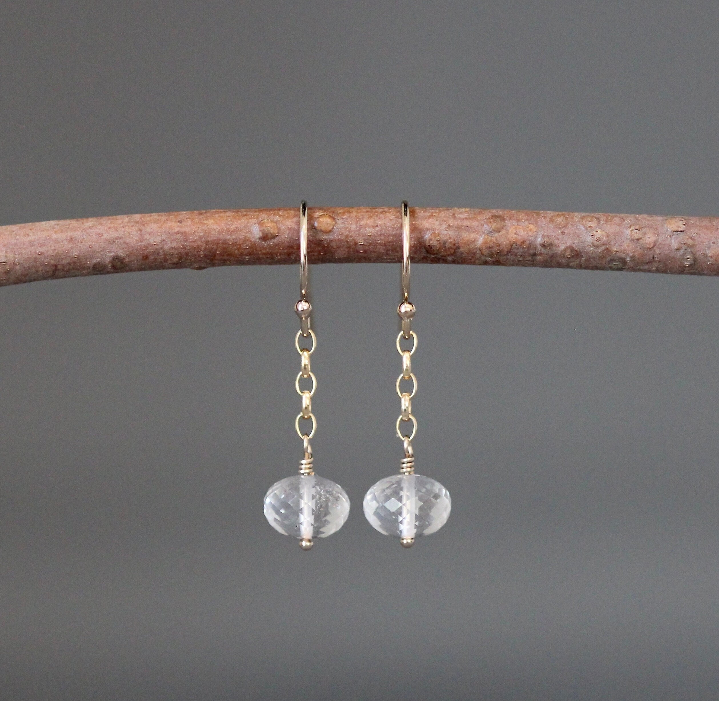 Quartz Crystal Station Necklace on a Gold Filled Chain