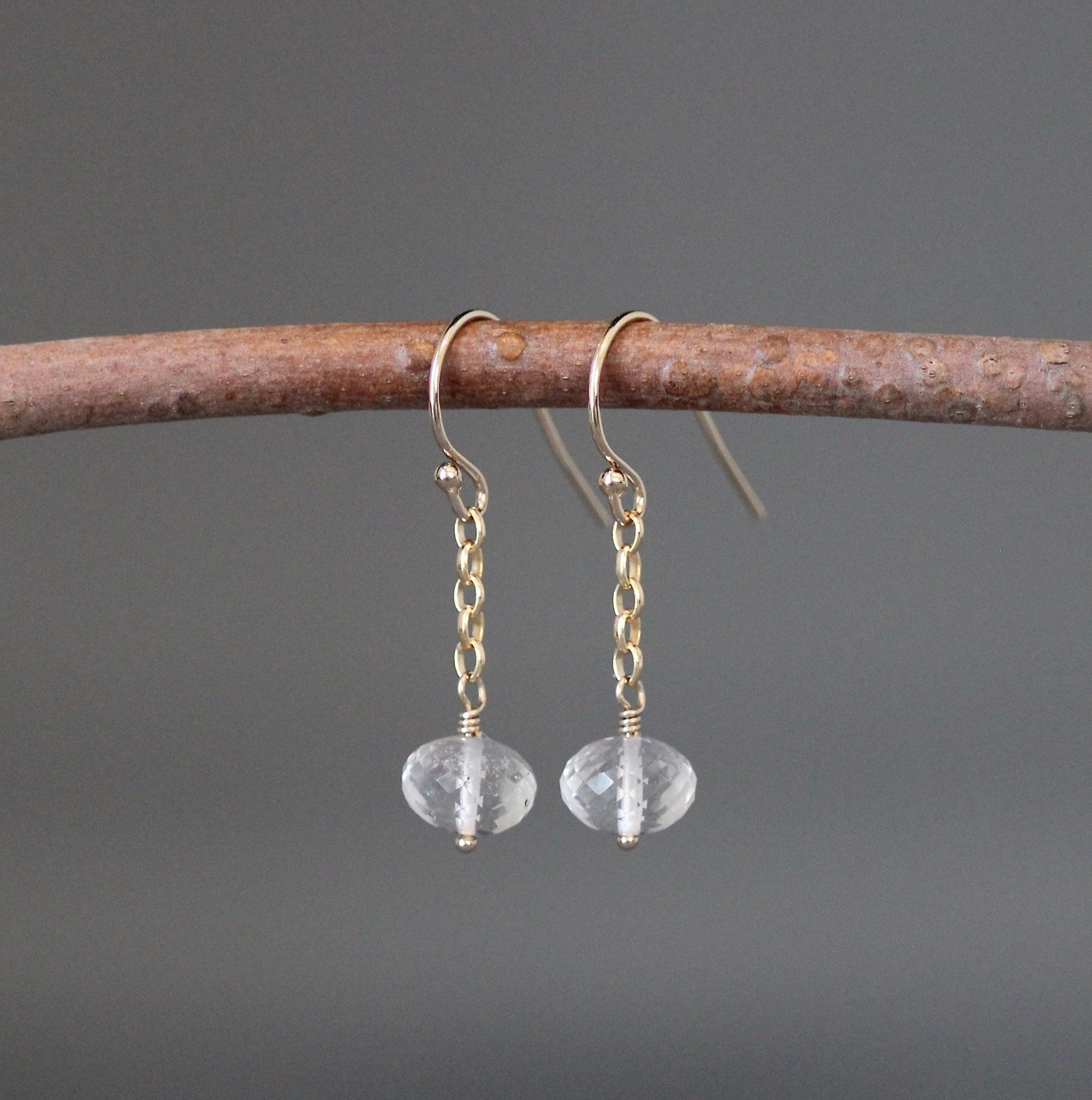 Quartz Crystal Station Necklace on a Gold Filled Chain