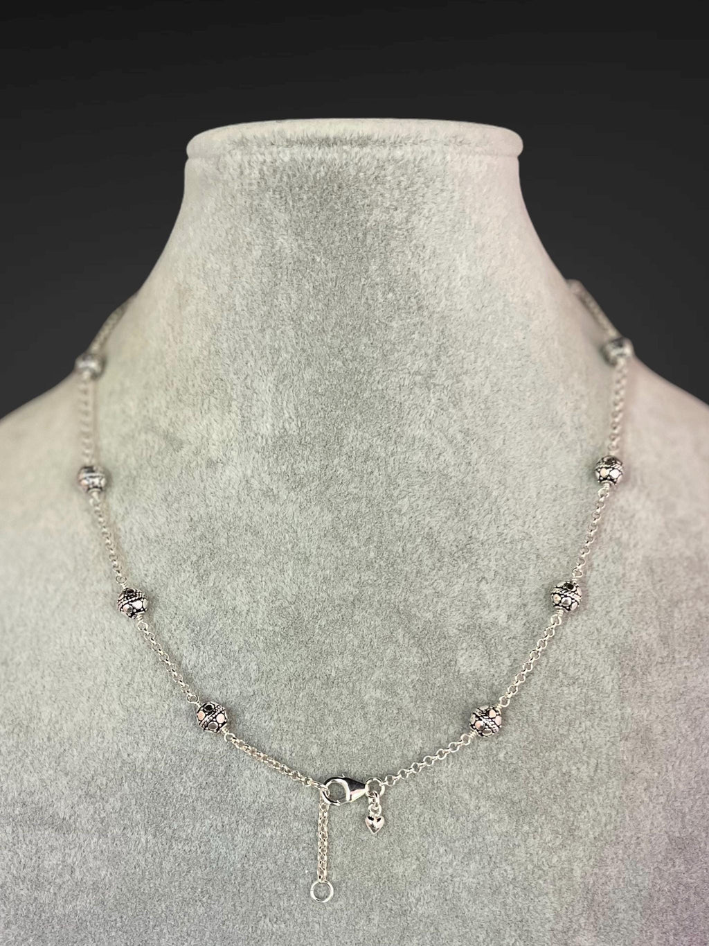 Wire Wrapped Round Bali Silver Bead Necklace Set