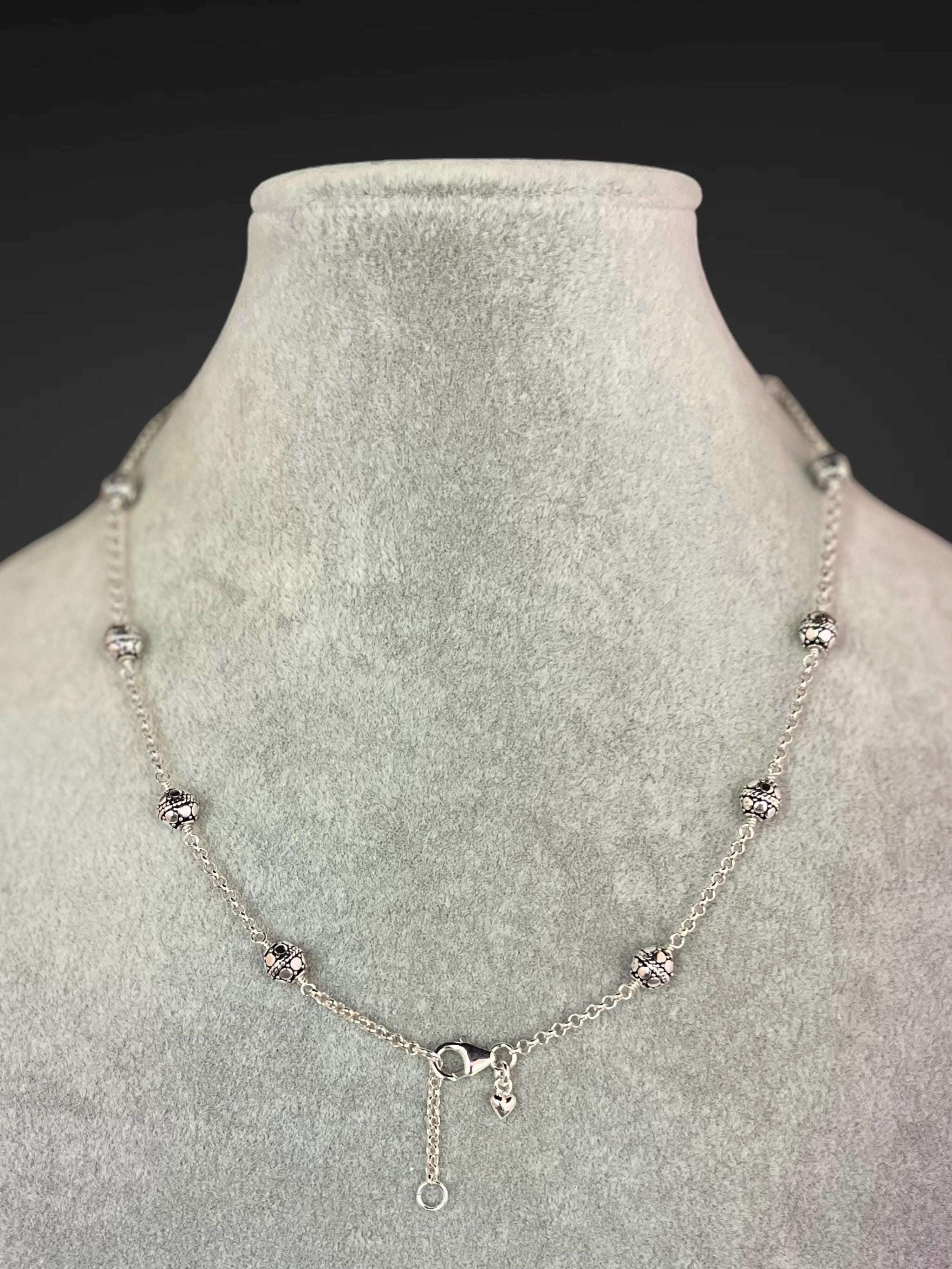 Wire Wrapped Round Bali Silver Bead Necklace Set