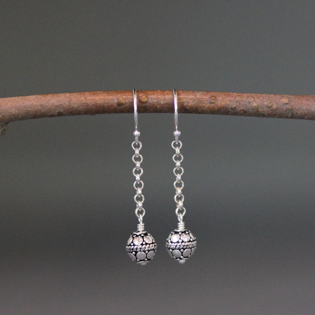Wire Wrapped Round Bali Silver Bead Necklace Set