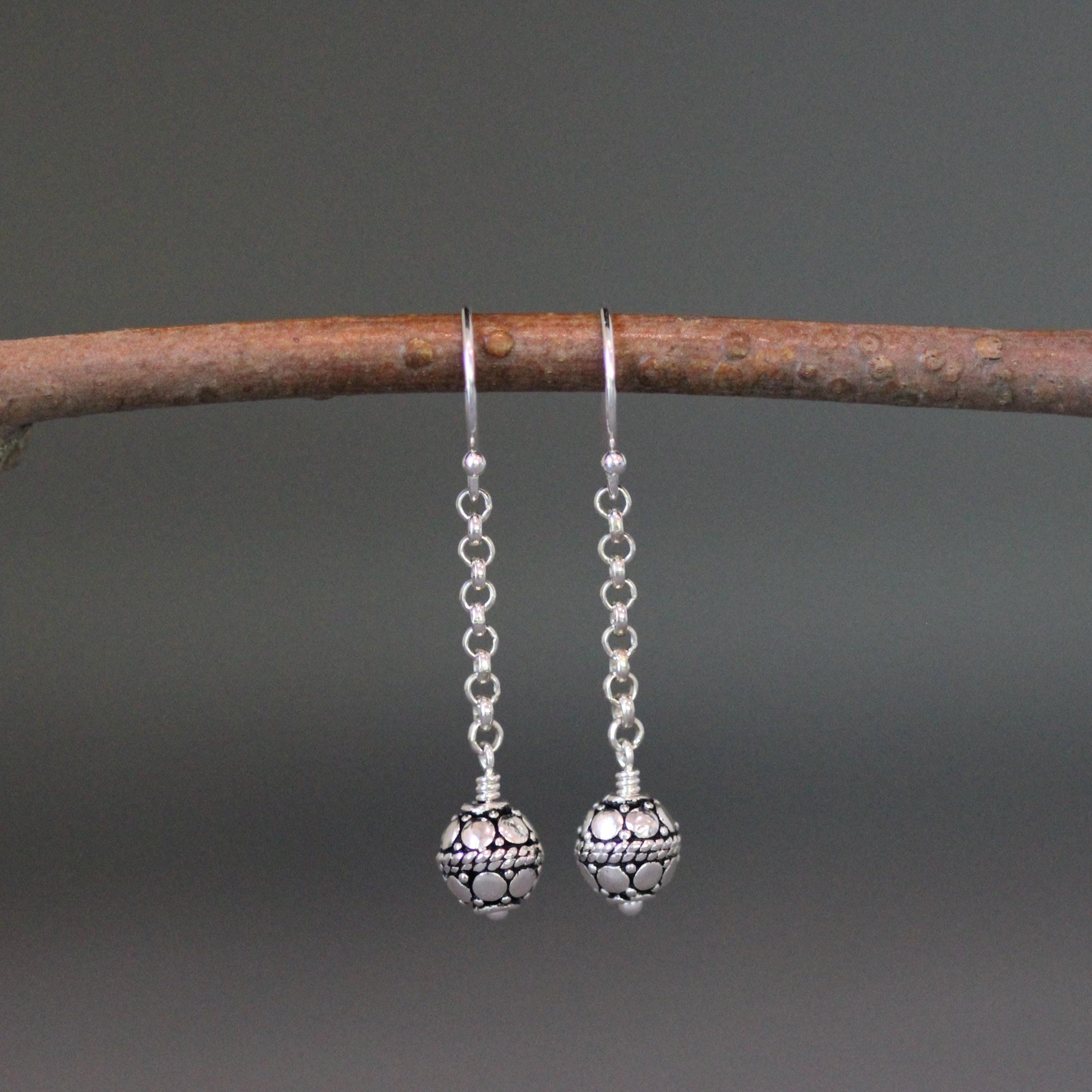 Wire Wrapped Round Bali Silver Bead Necklace Set