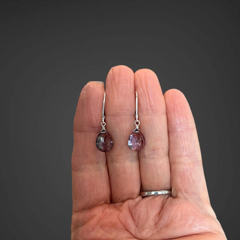 Rainbow Mystic Quartz Teardrop Earrings on Sterling Silver Leverbacks